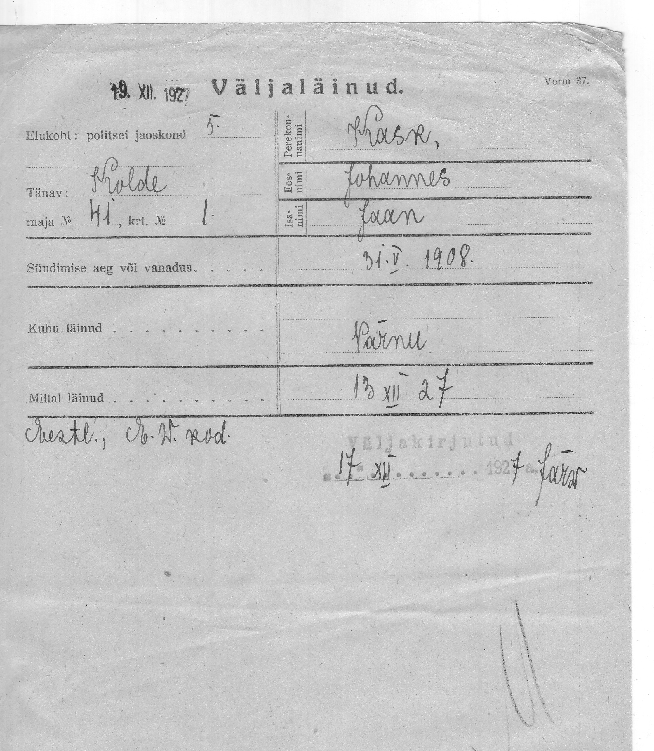 Kask, Johannes, Jaan