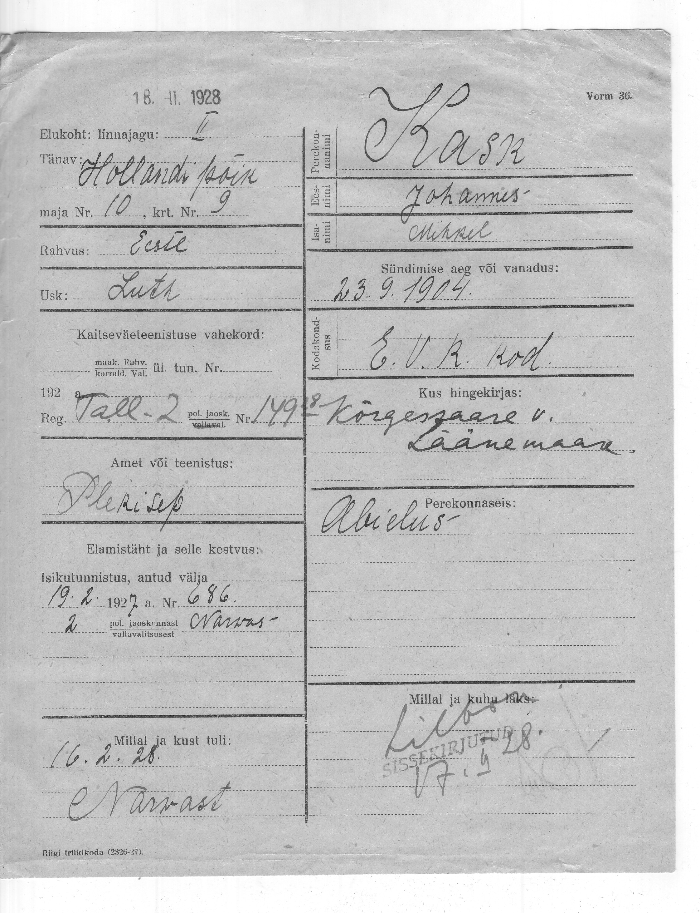 Kask, Johannes, Mihkel