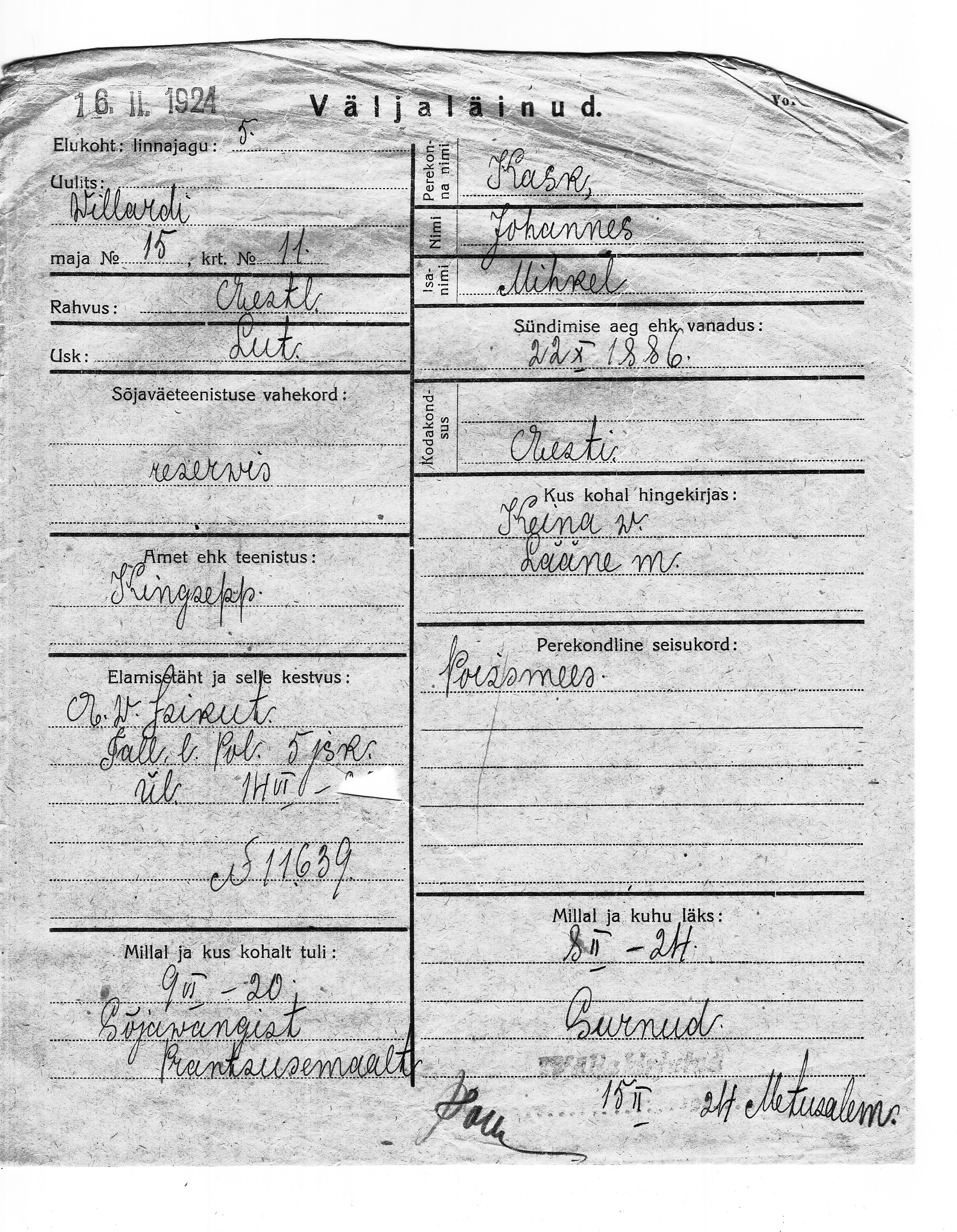 Kask, Johannes, Mihkel