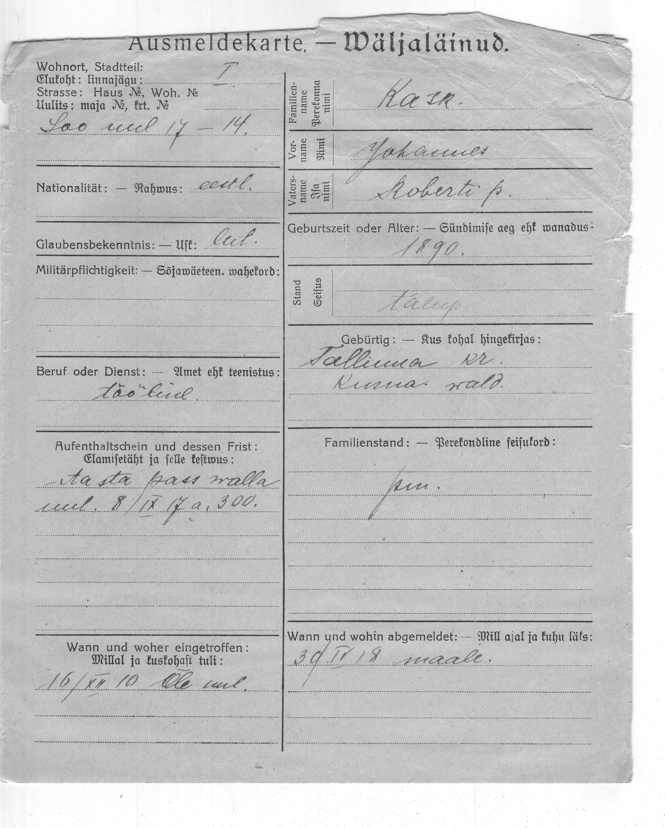 Kask, Johannes, Robert