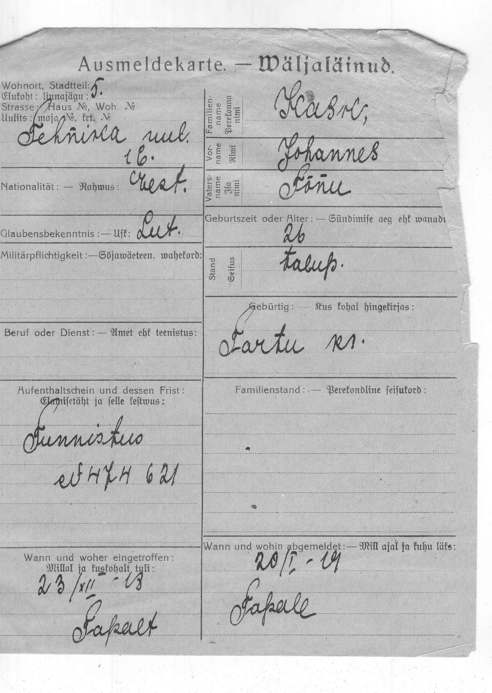 Kask, Johannes, Tõnu