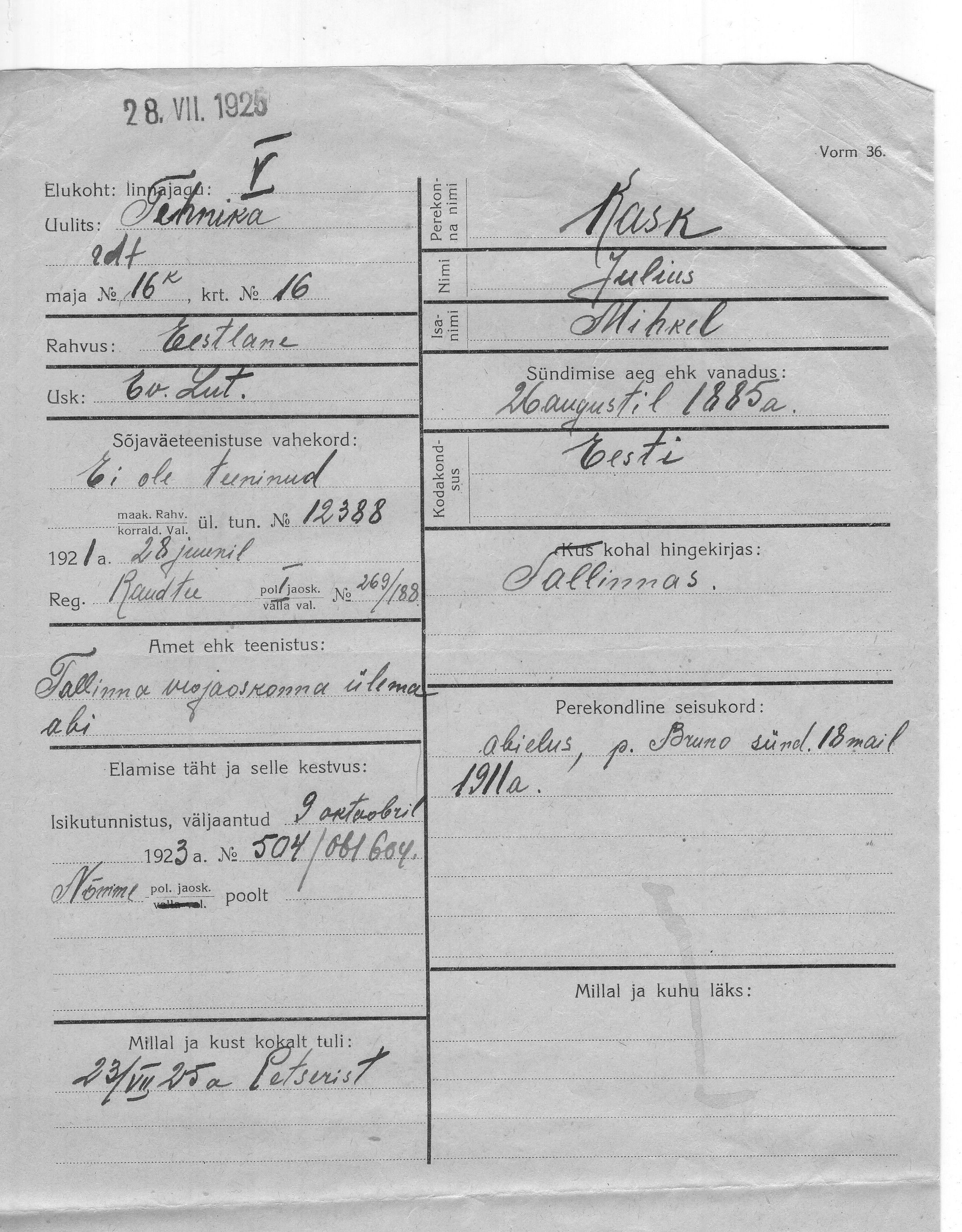 Kask, Julius, Mihkel