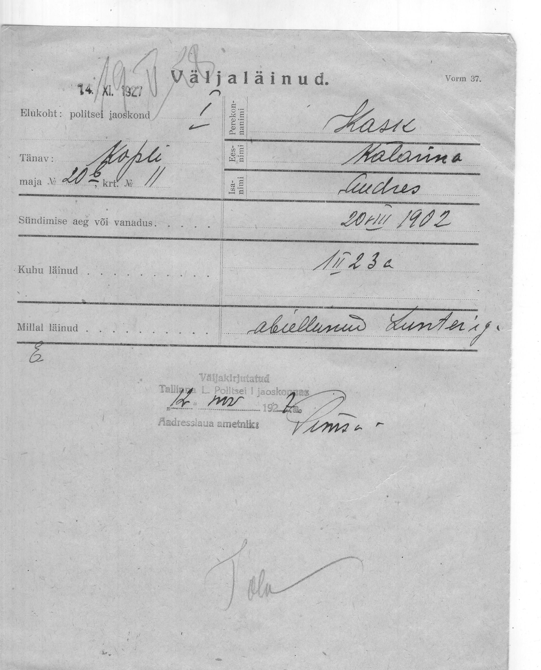 Kask, Katarina, Andres