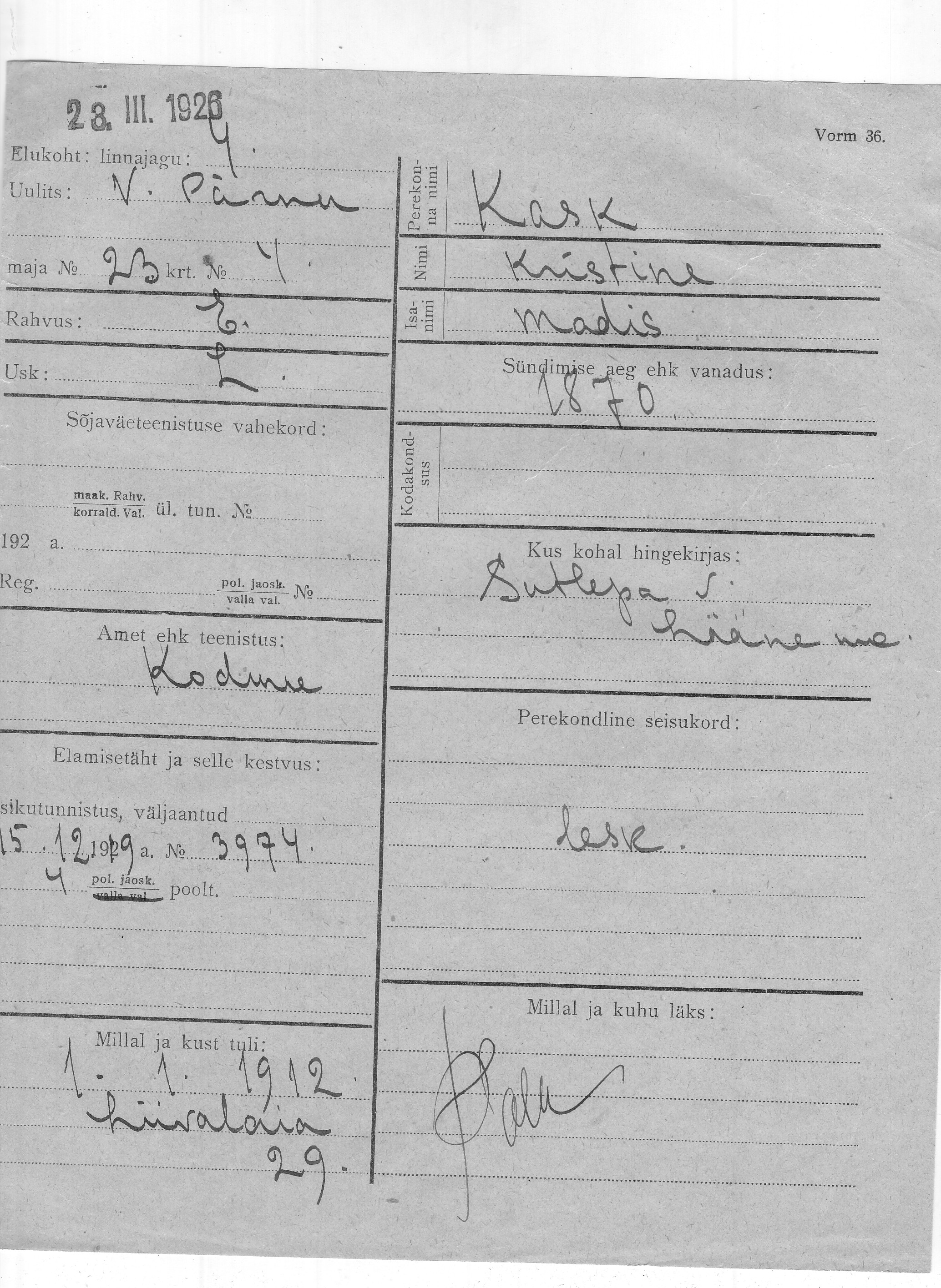 Kask, Kristine, Madis