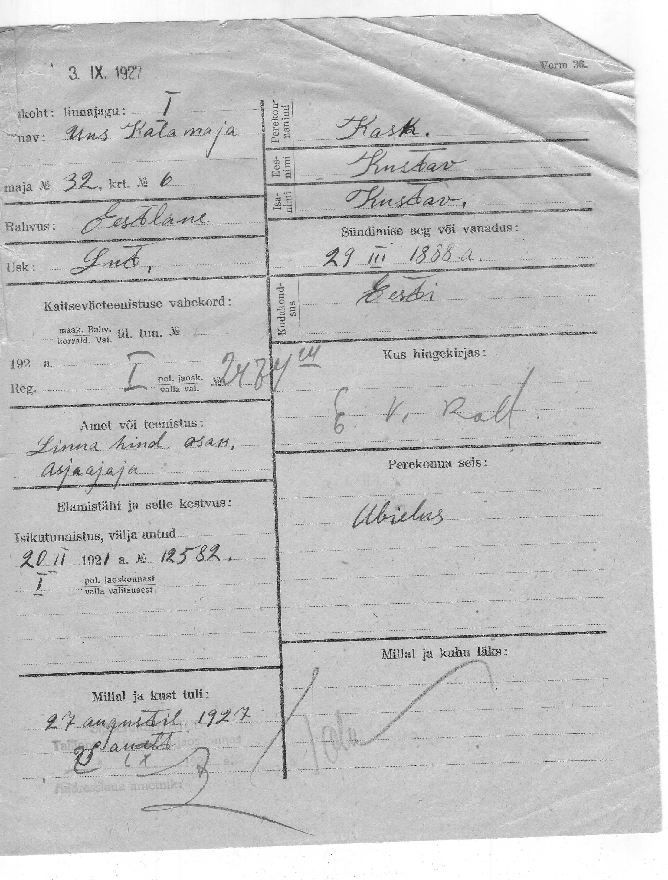 Kask, Kustav, Kustav