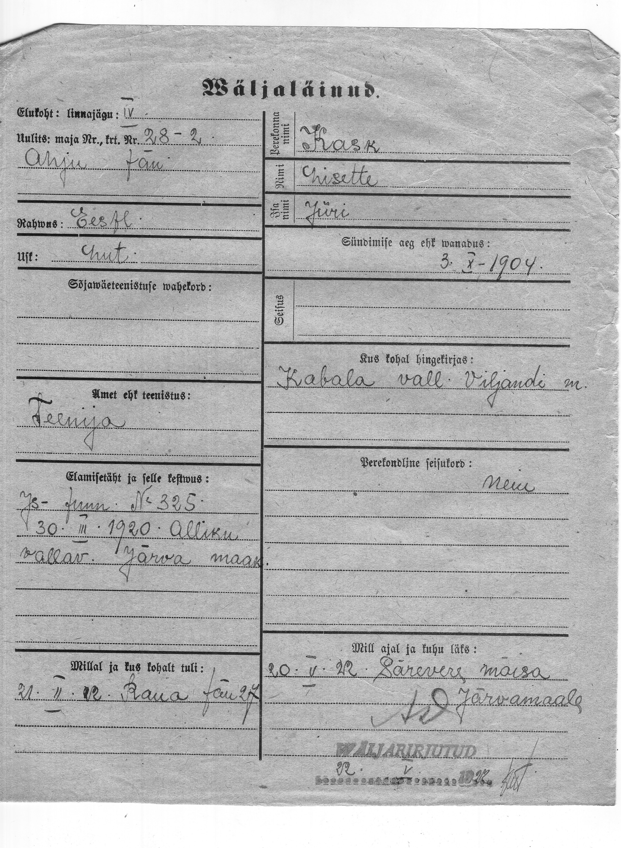 Kask, Lisette, Jüri