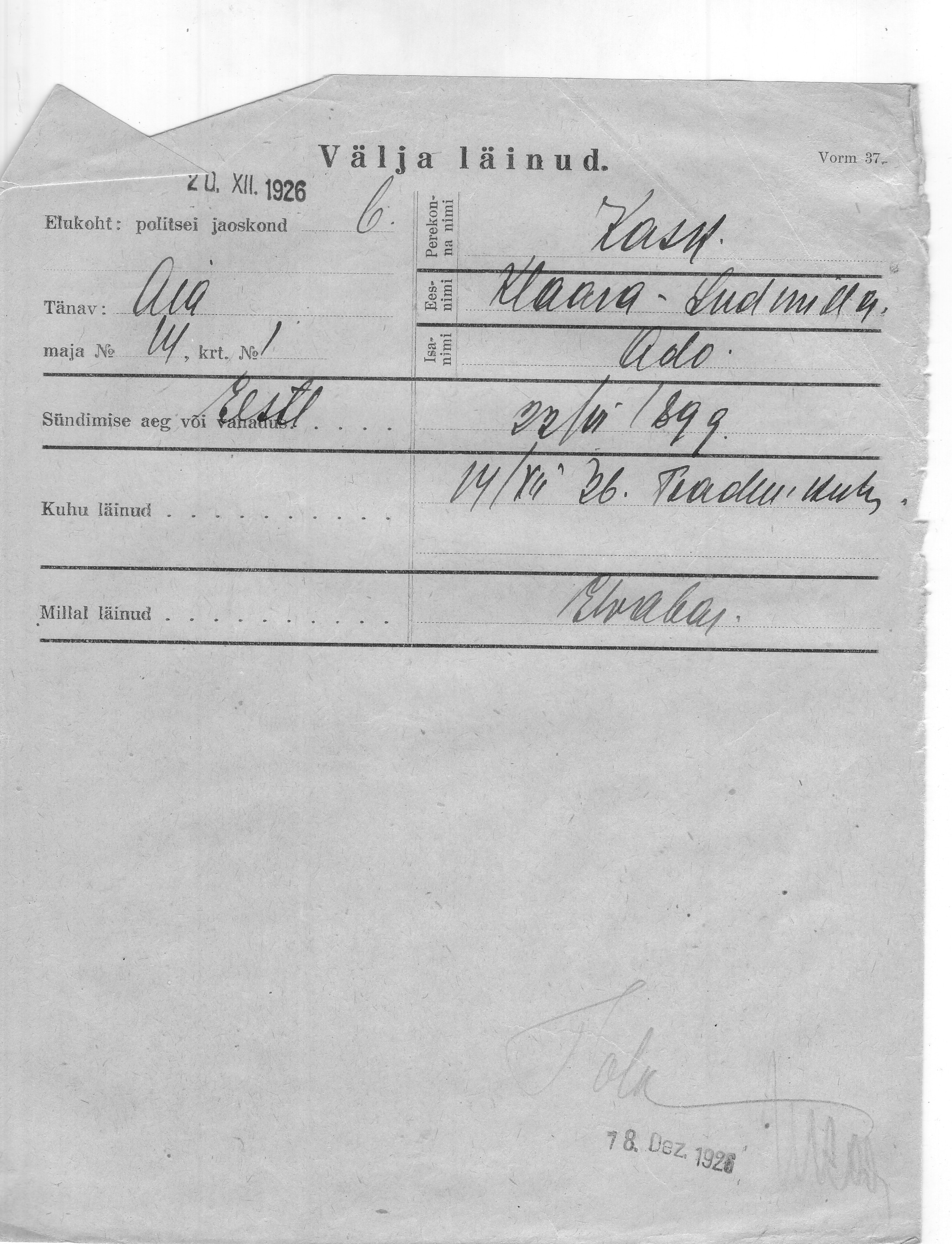 Kask, Ludmilla, Klaara