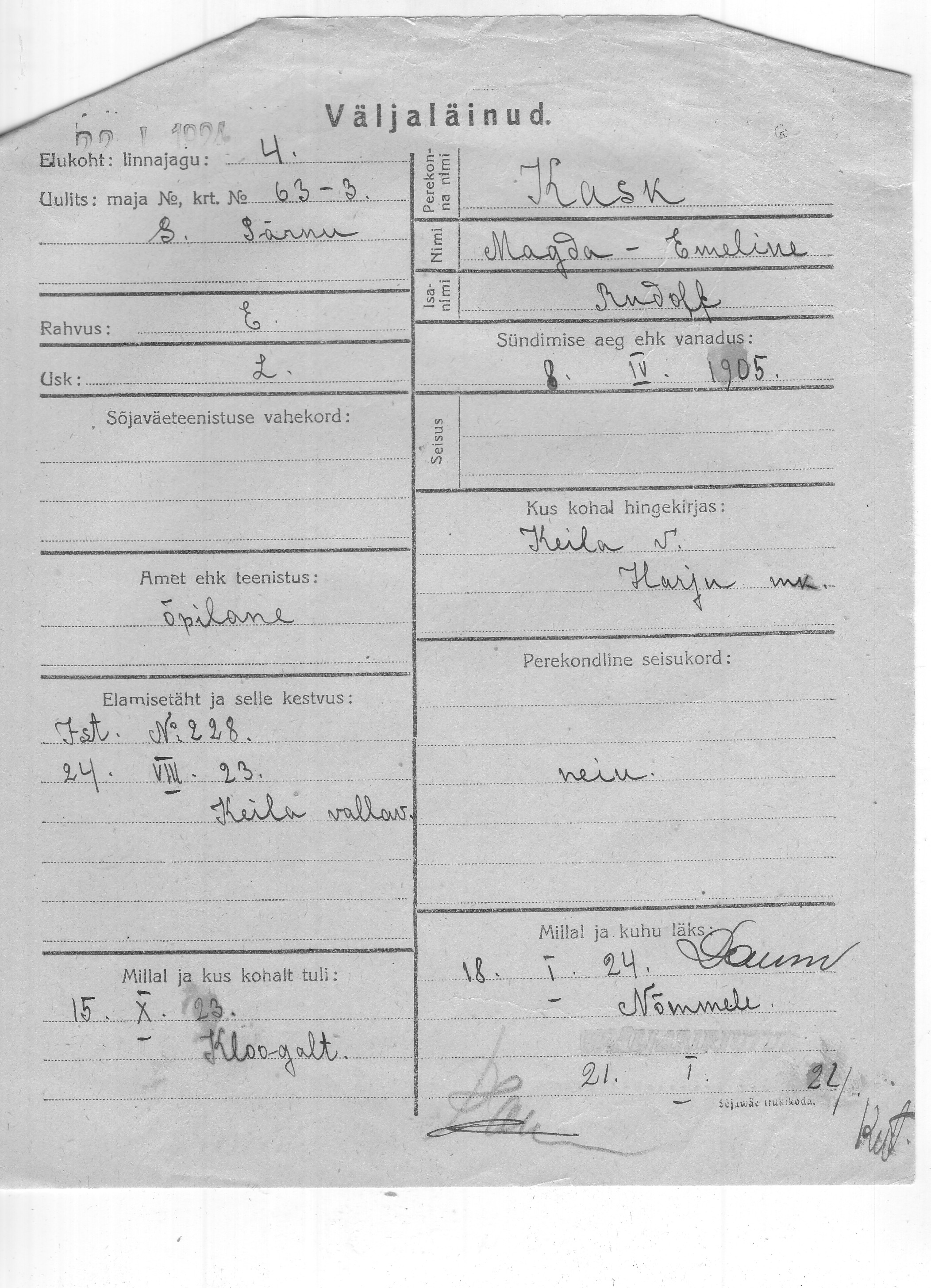 Kask, Magda, Emeline