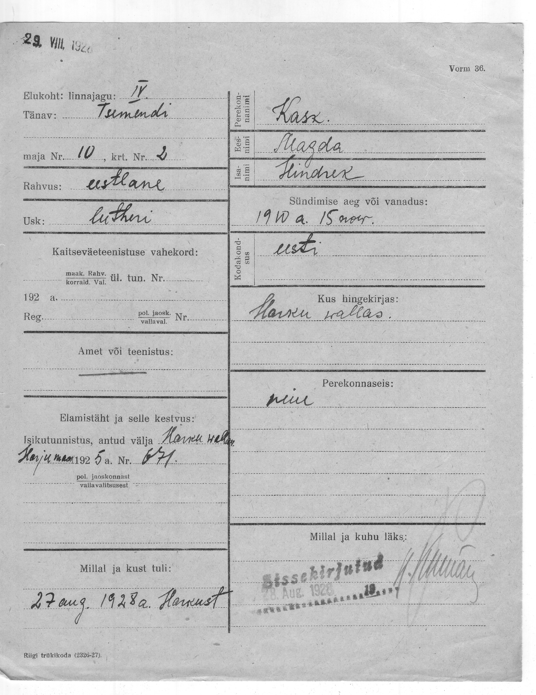 Kask, Magda, Hindrek