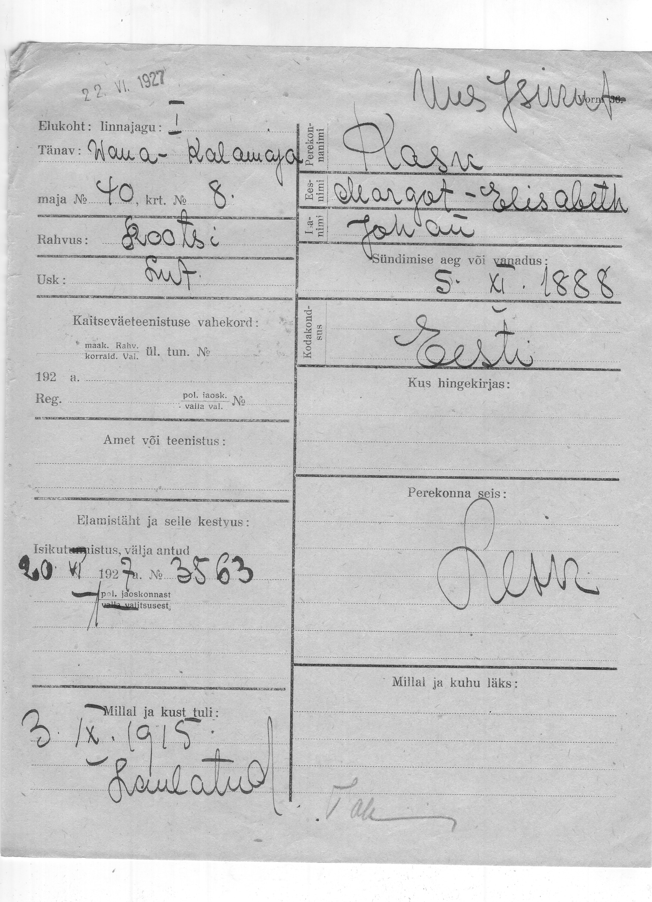 Kask, Margot, Elisabeth