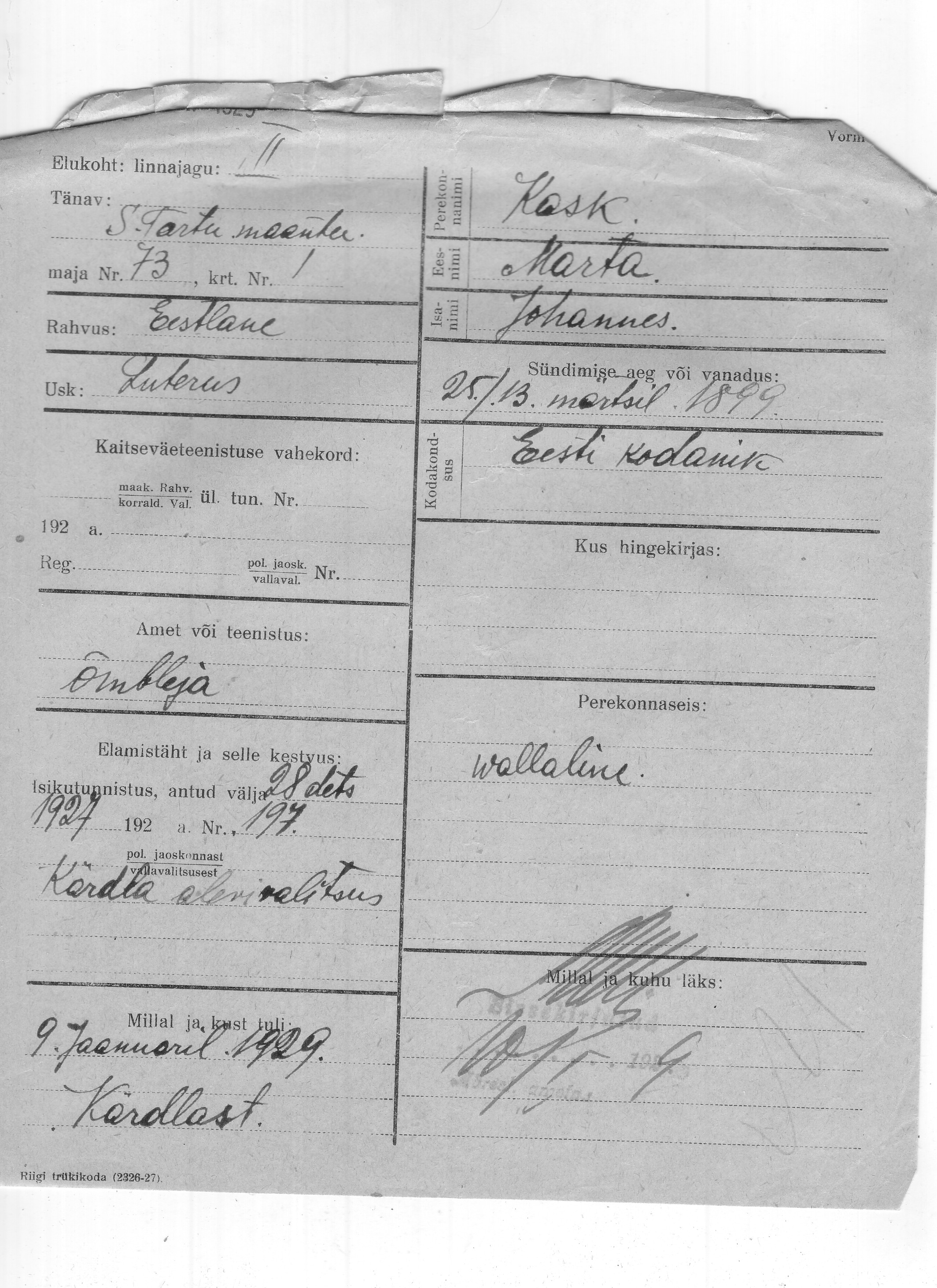 Kask, Marta, Johannes