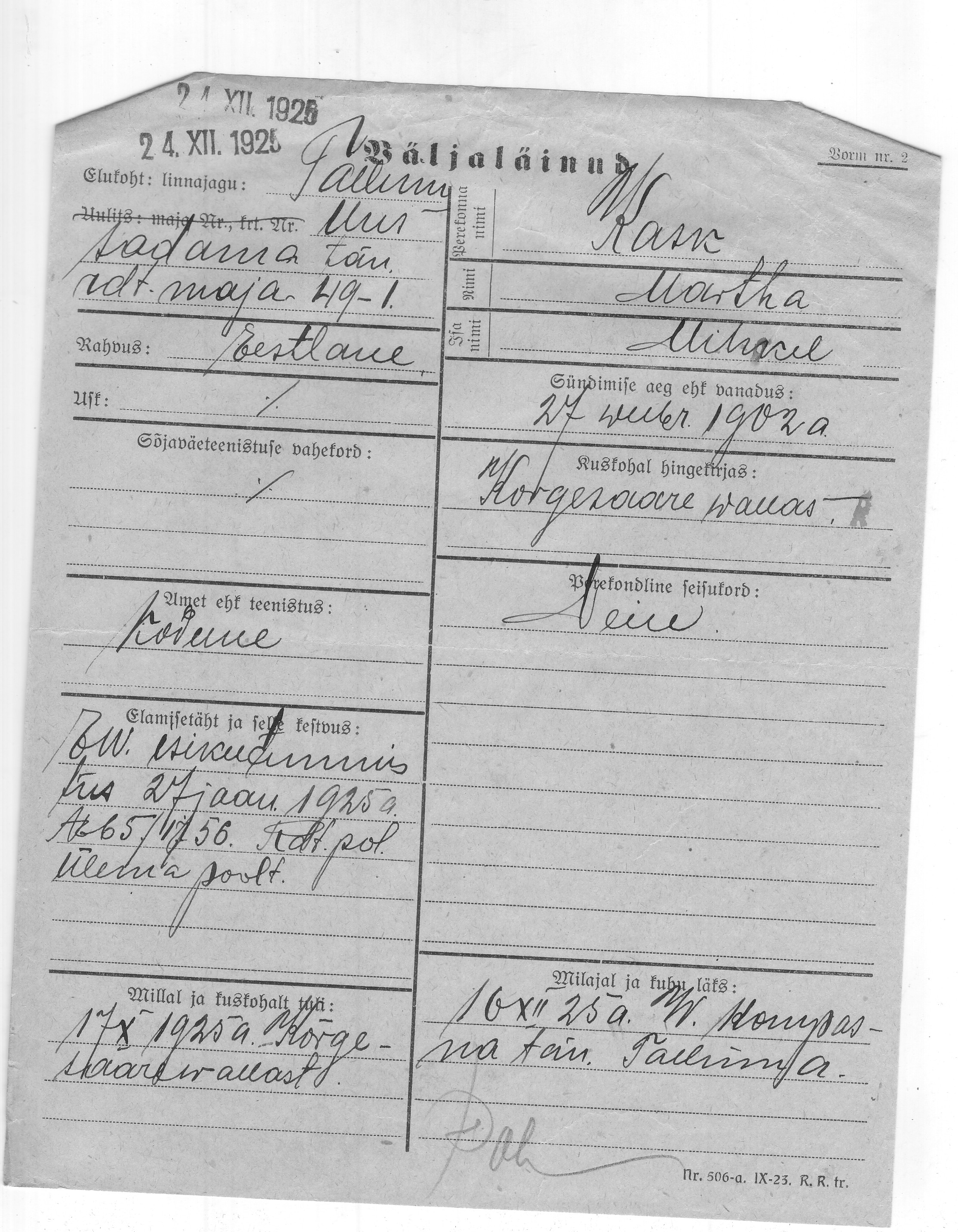 Kask, Martha, Mihkel