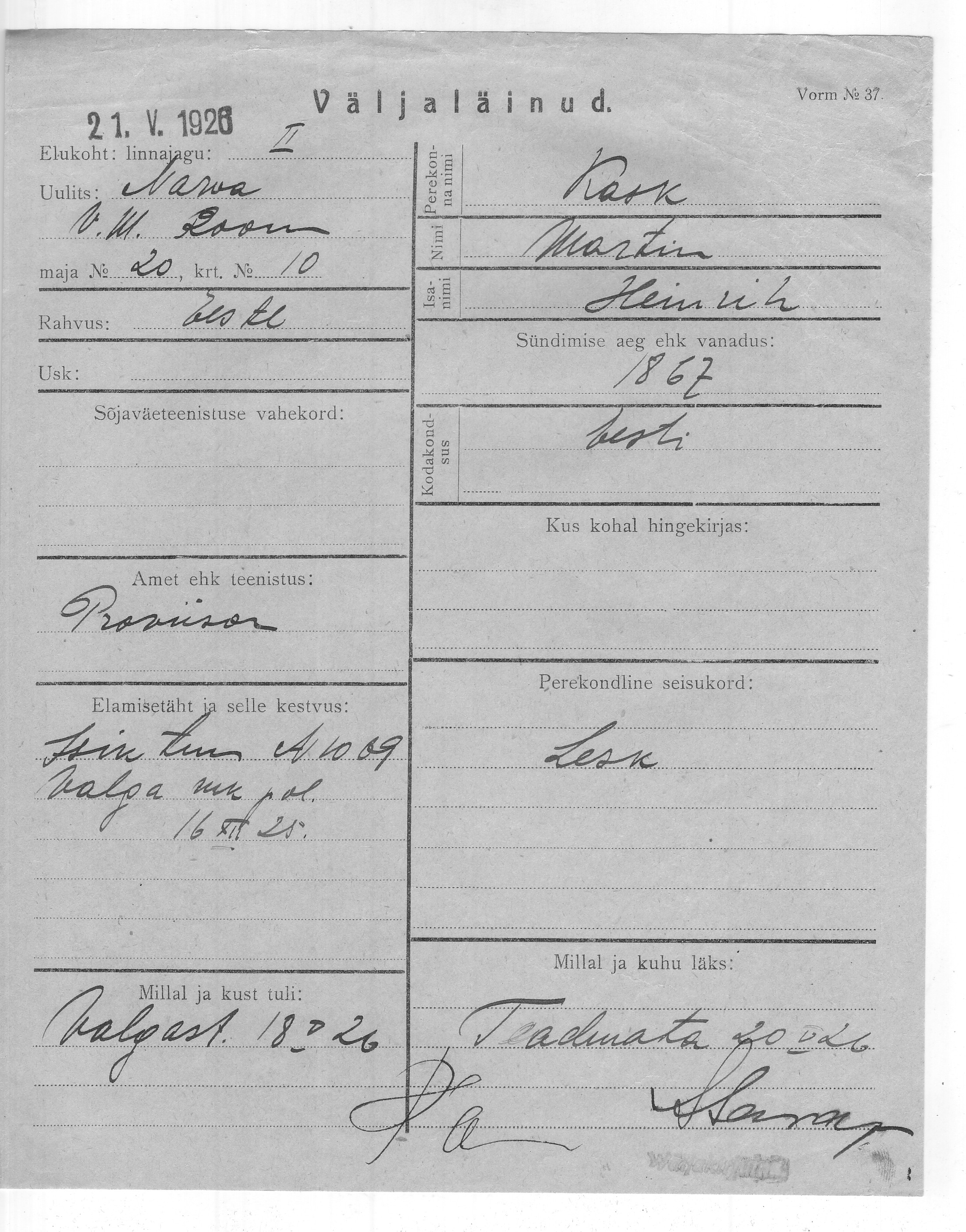 Kask, Martin, Heinrich