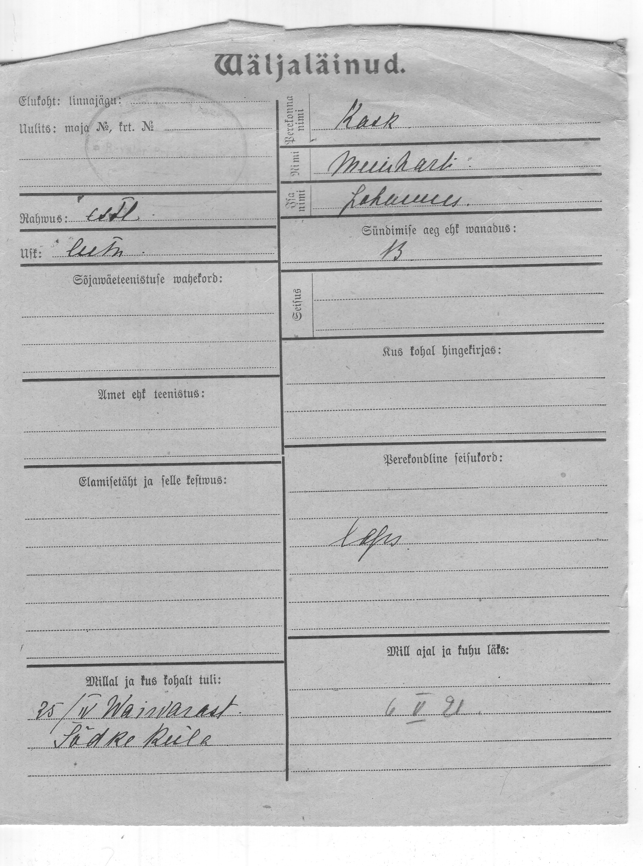 Kask, Meinhard, Johannes