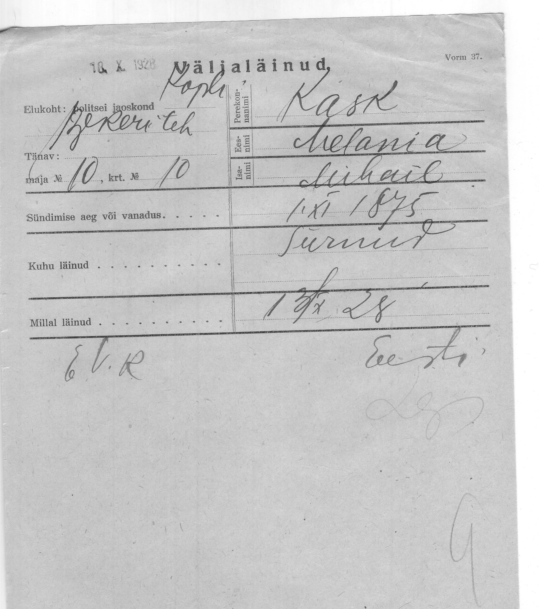 Kask, Melania, Mihail