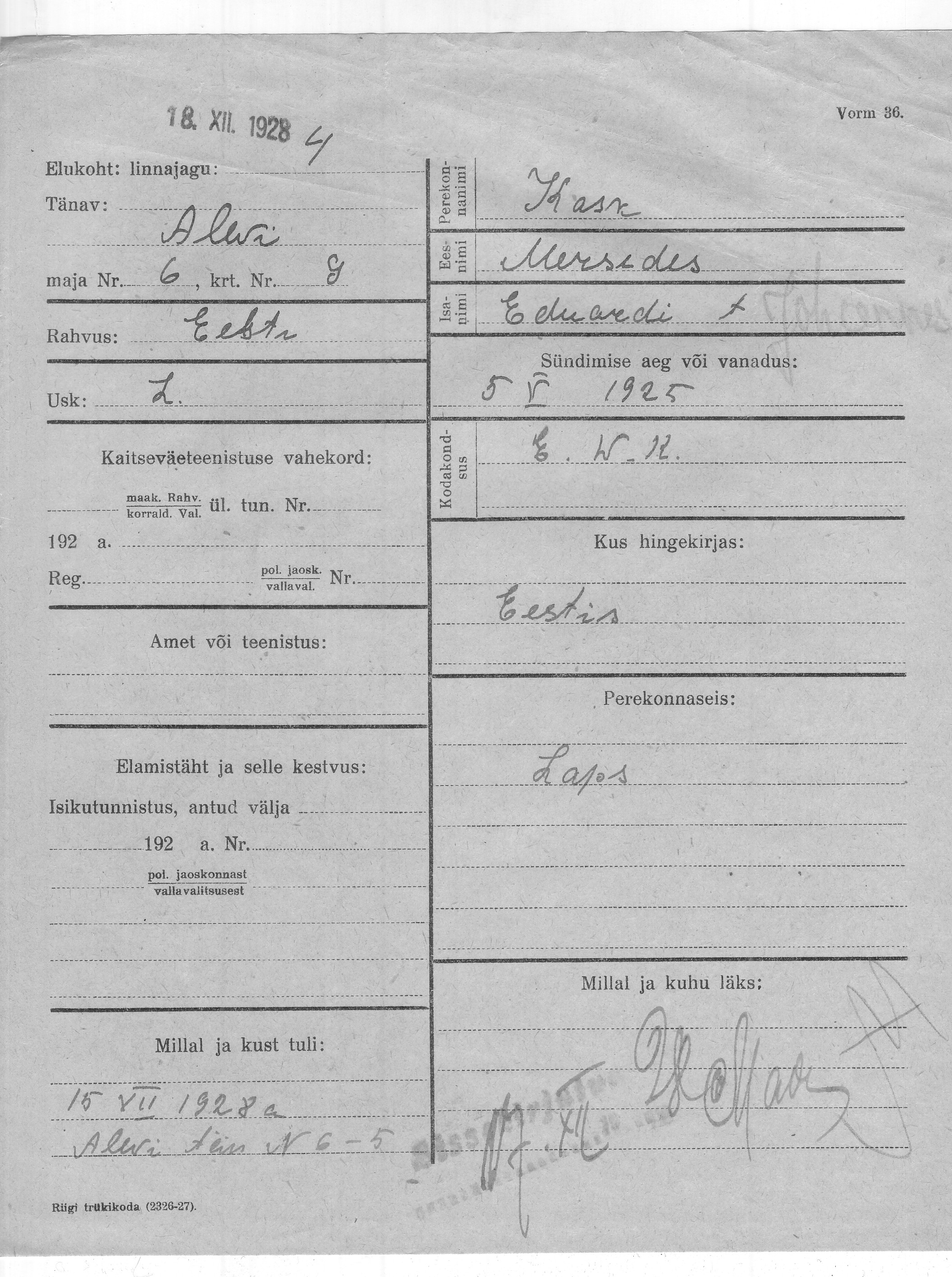 Kask, Mersedes, Eduard