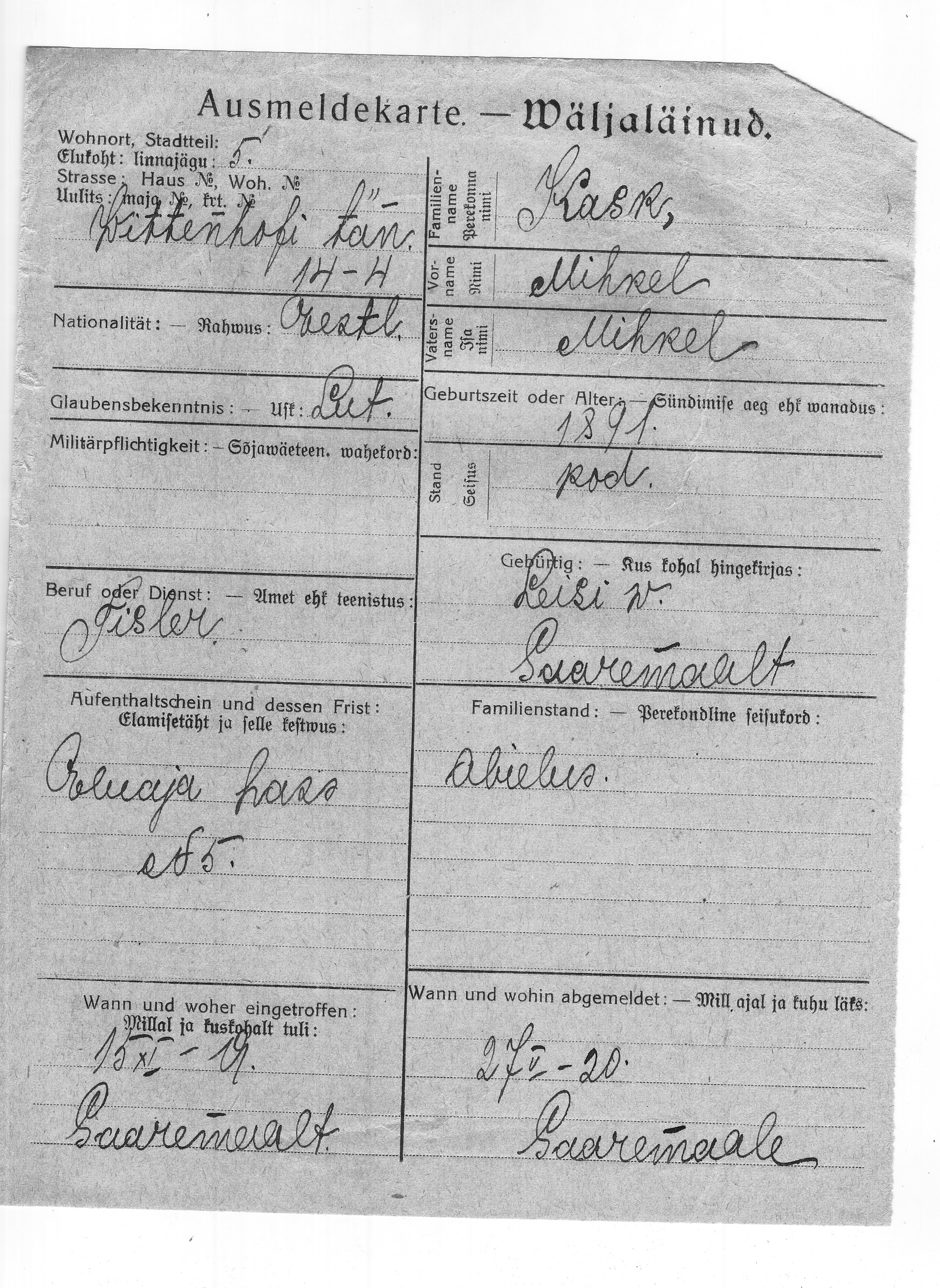 Kask, Mihkel, Mihkel