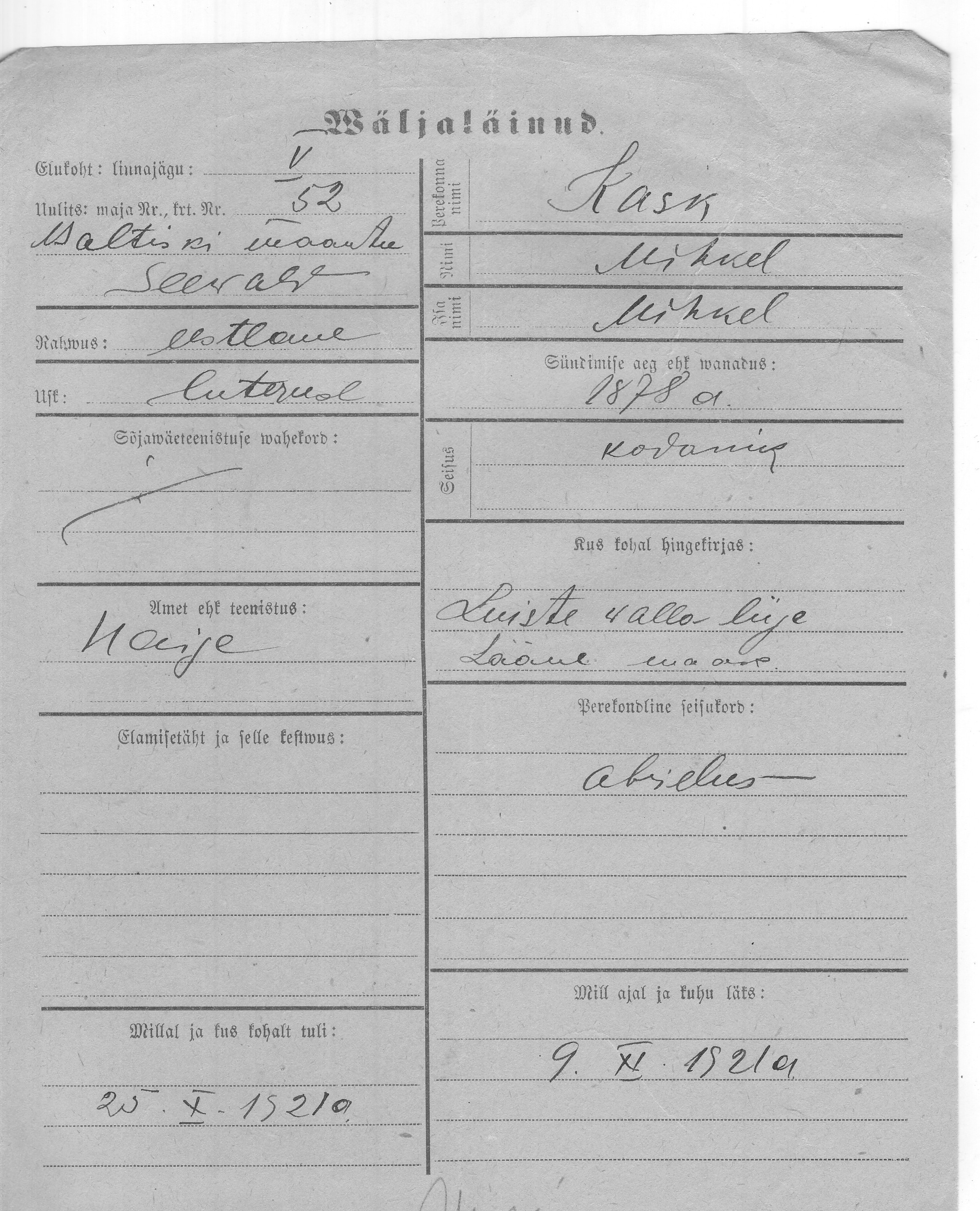 Kask, Mihkel, Mihkel