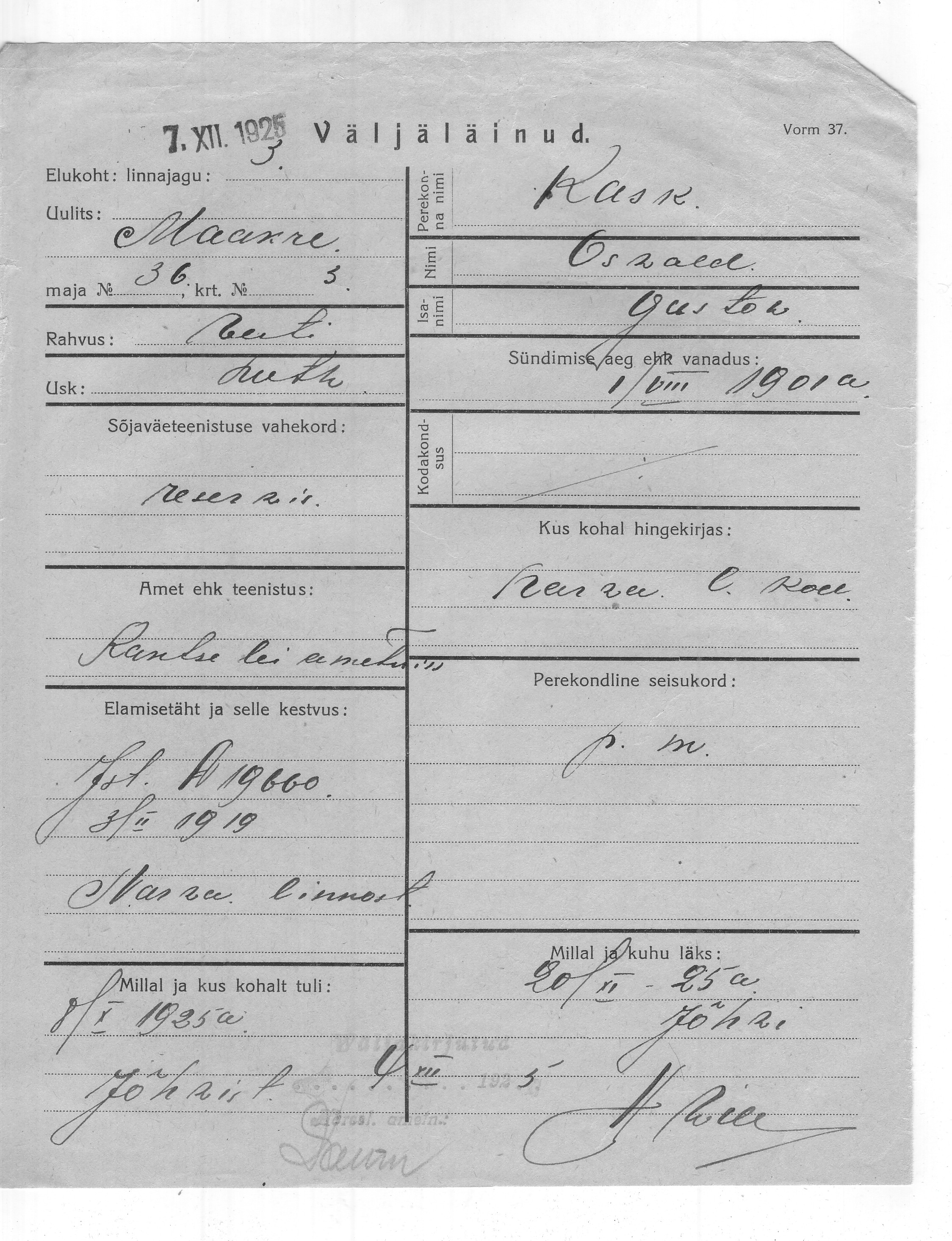 Kask, Osvald, Gustav