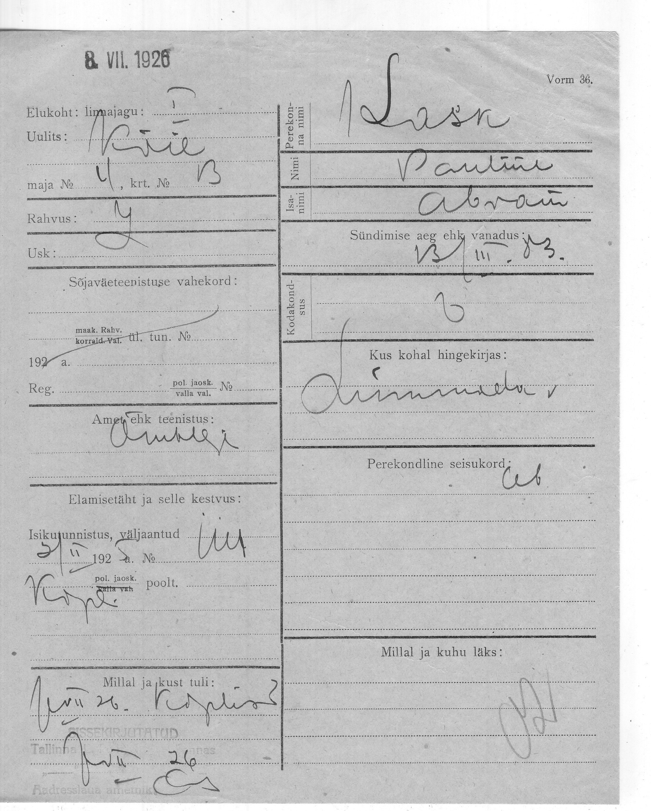 Kask, Pauline, Abram