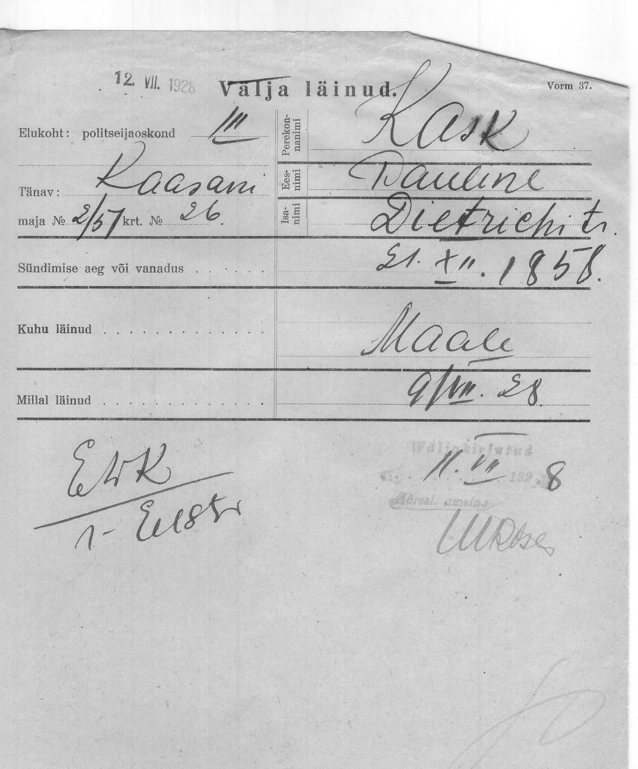 Kask, Pauline, Dietrich