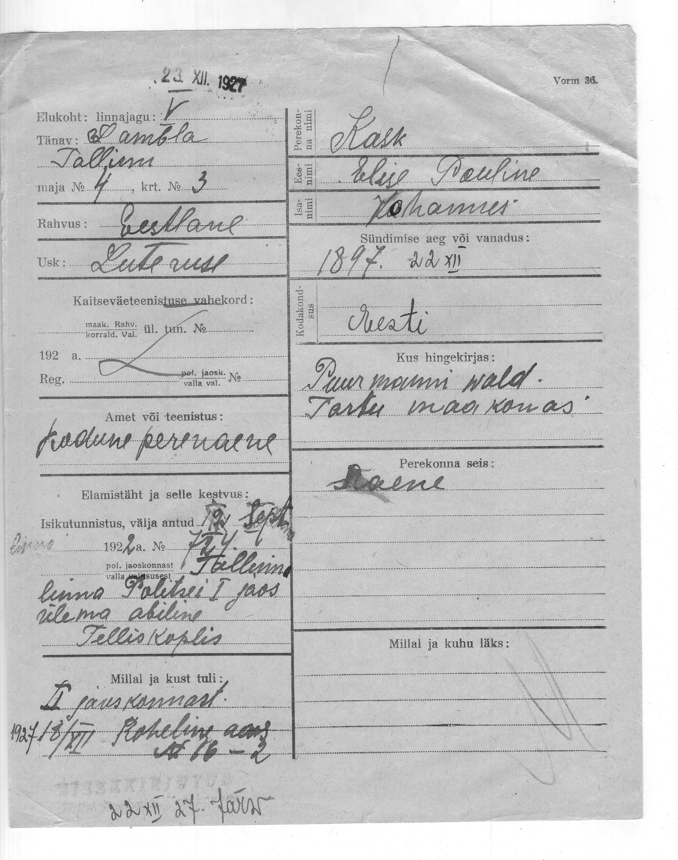 Kask, Pauline, Elise