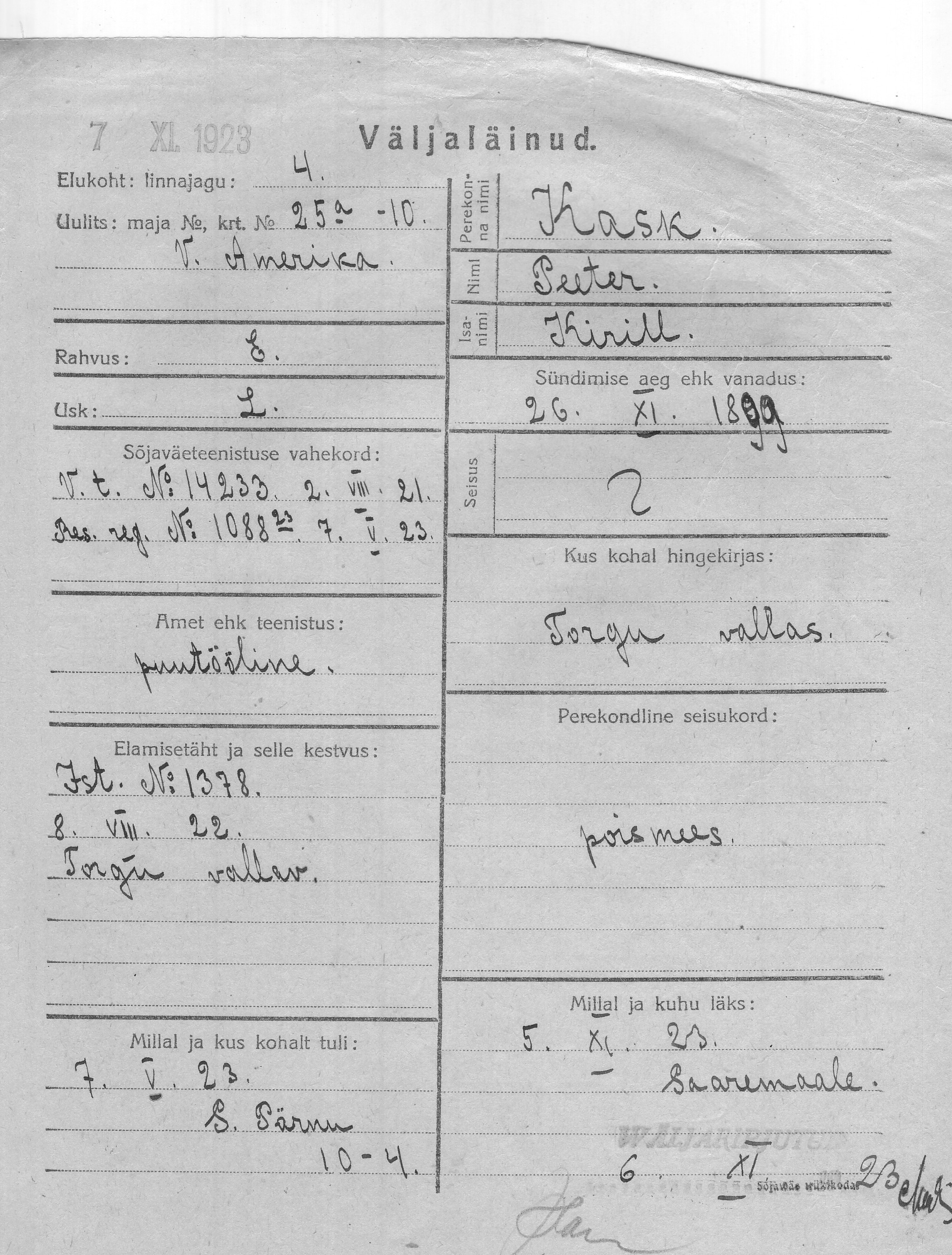 Kask, Peeter, Kirill