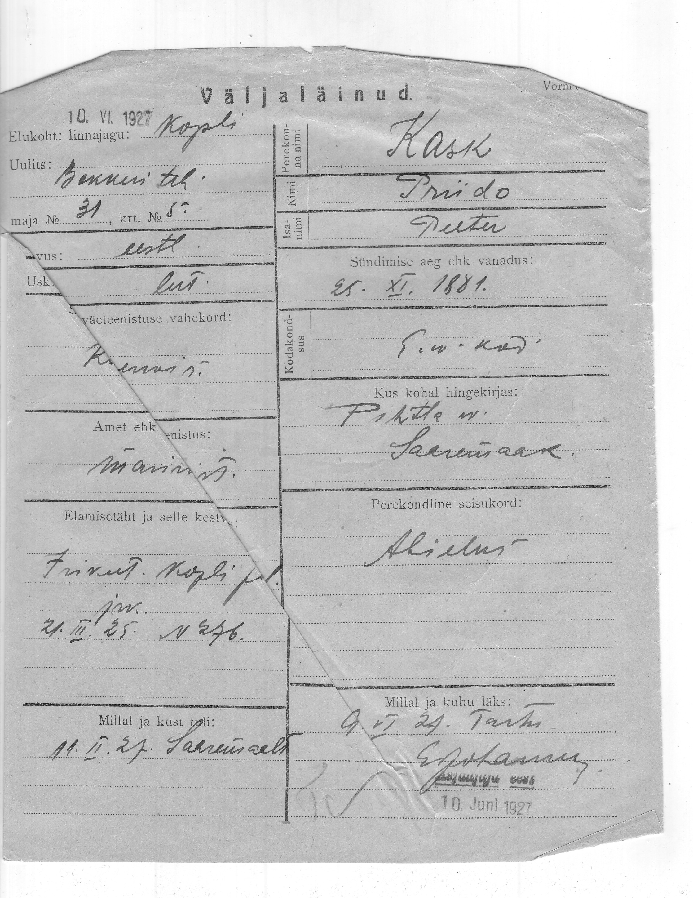 Kask, Priido, Peeter