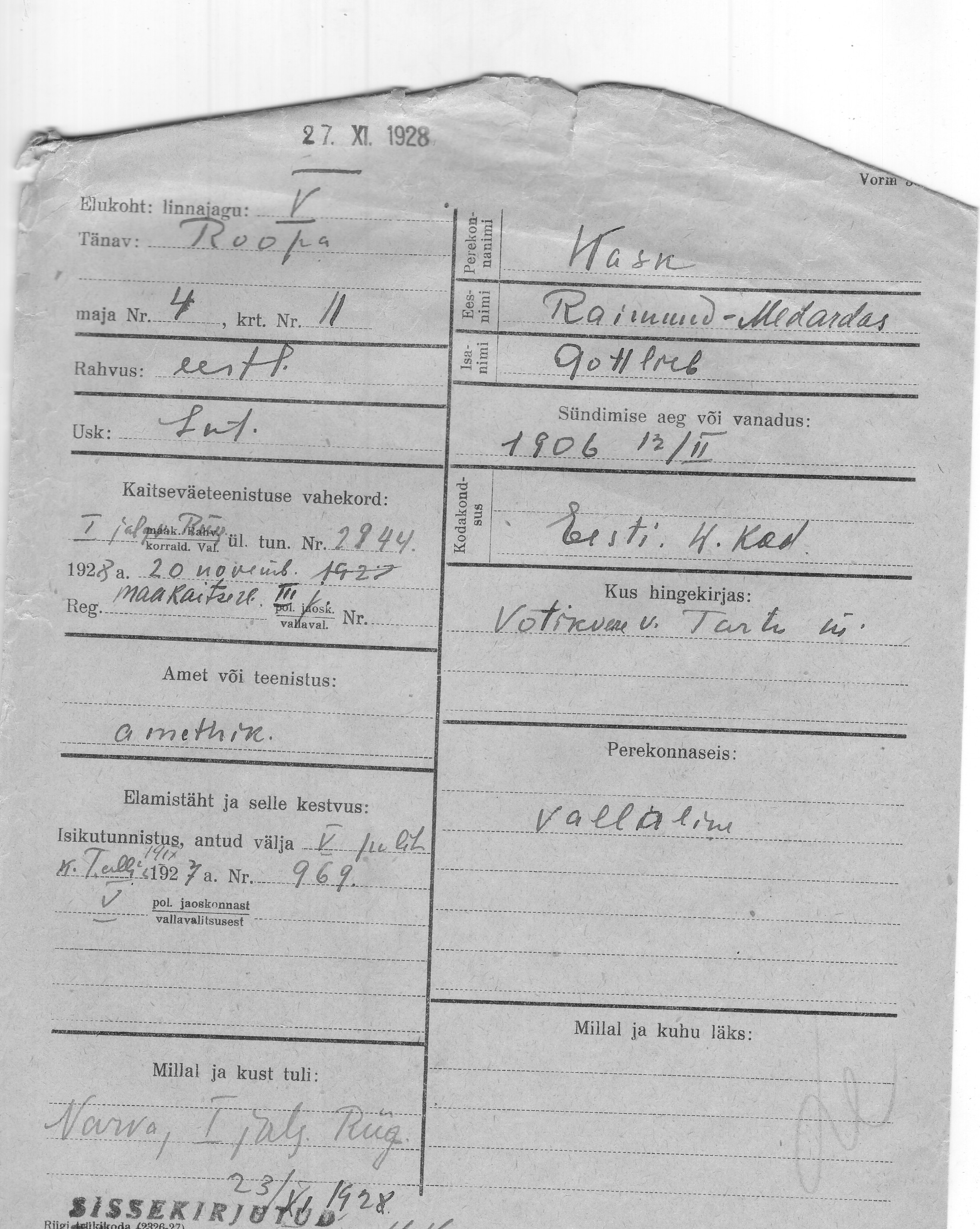 Kask, Raimund-Medardas, Gottlieb