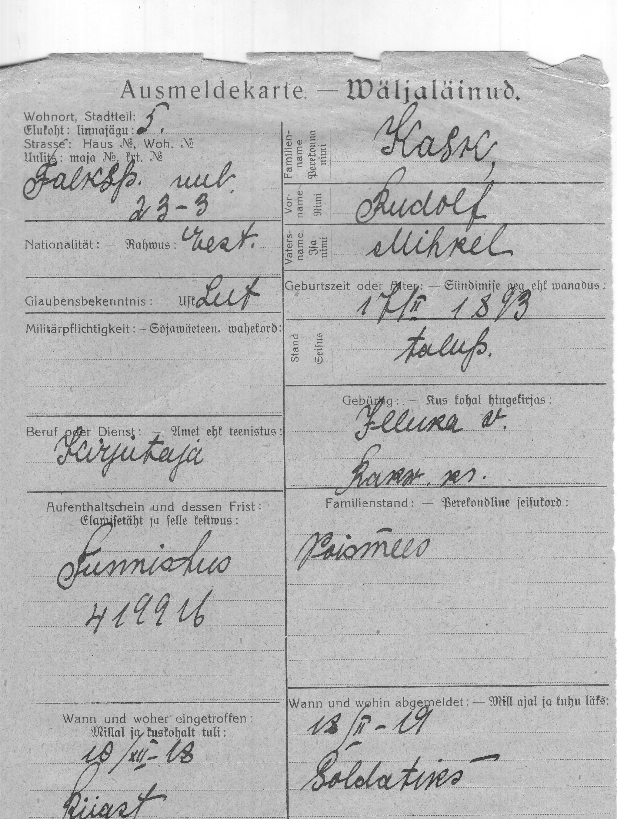 Kask, Rudolf, Mihkel