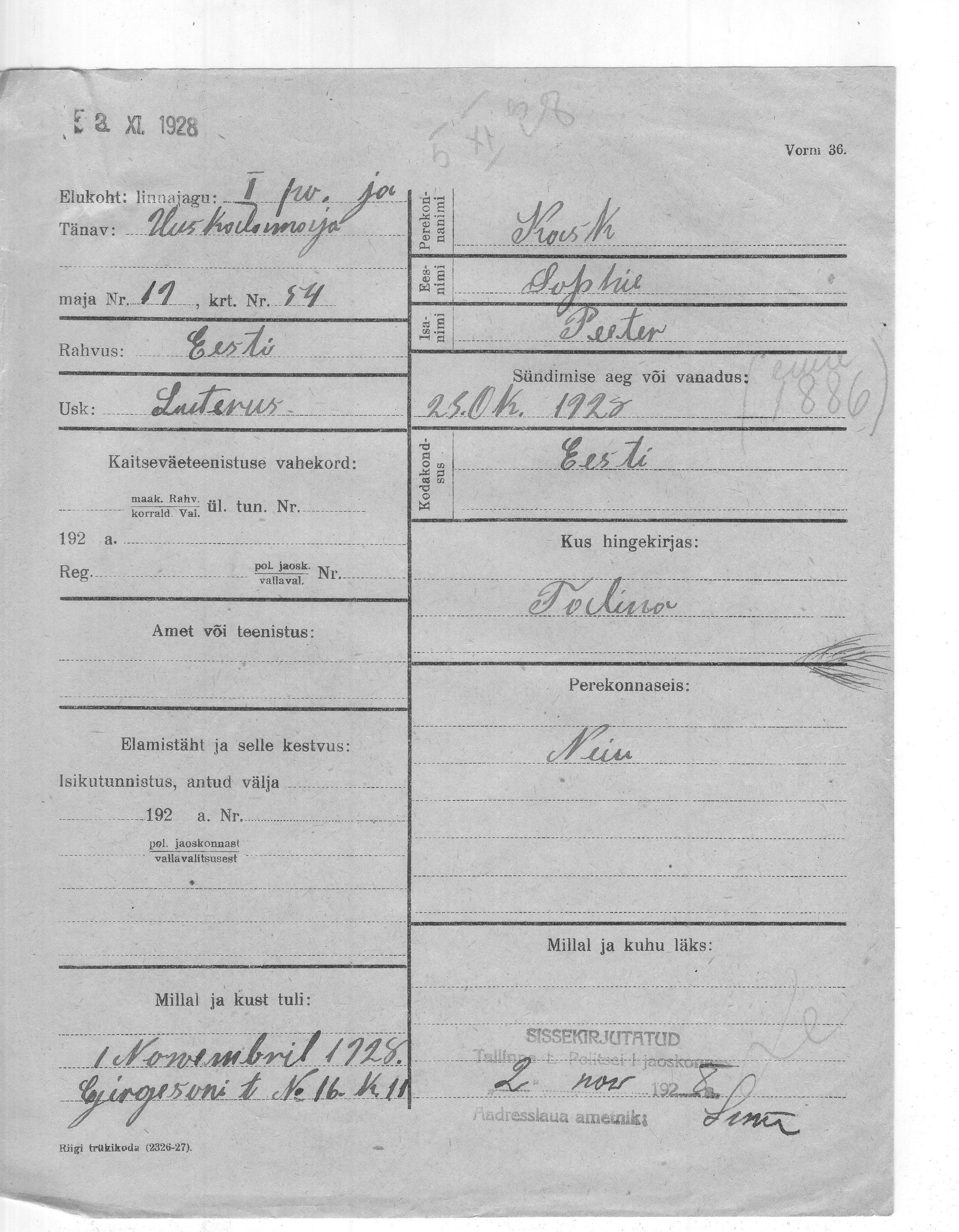 Kask, Sophie, Peeter