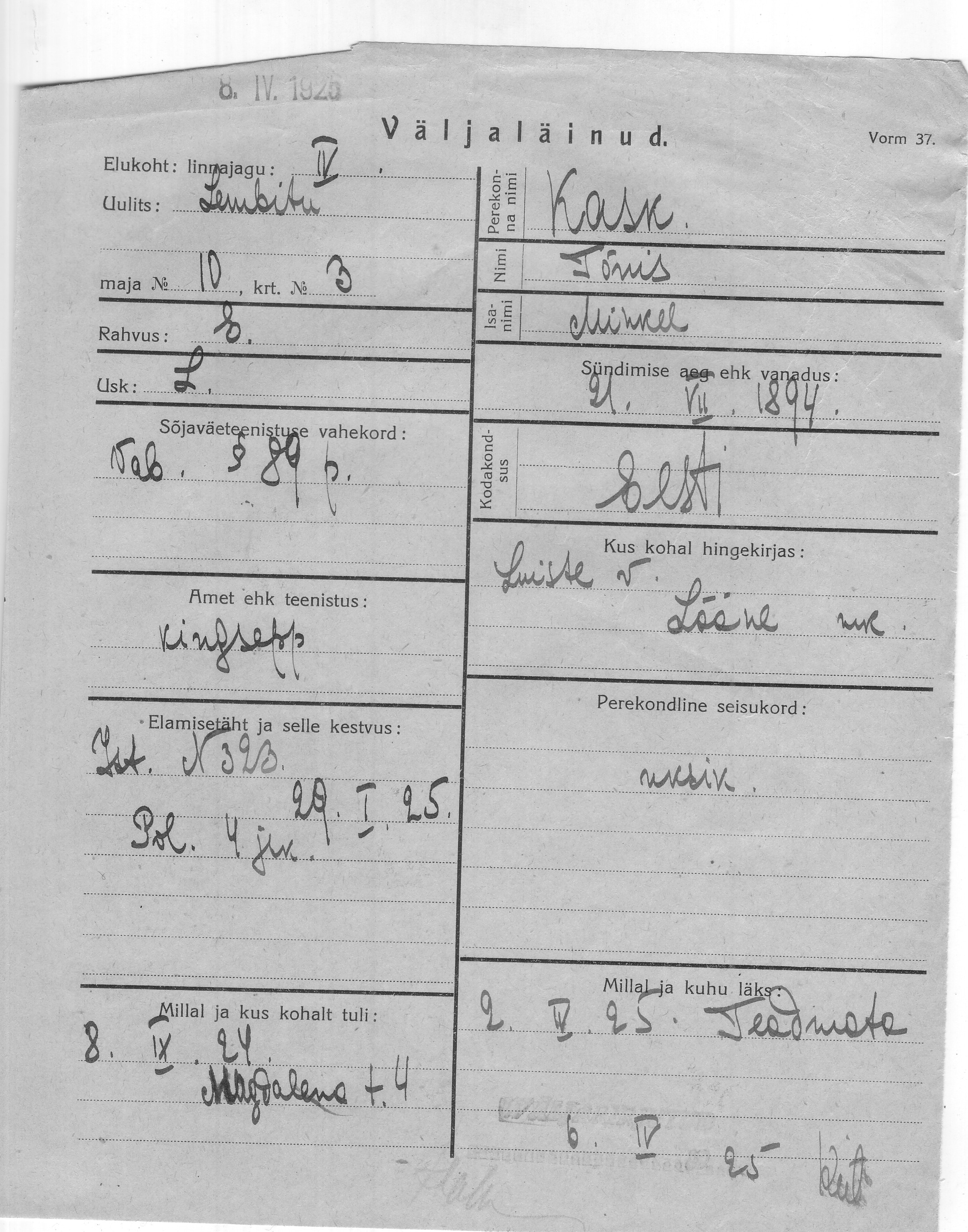 Kask, Tõnis, Mihkel