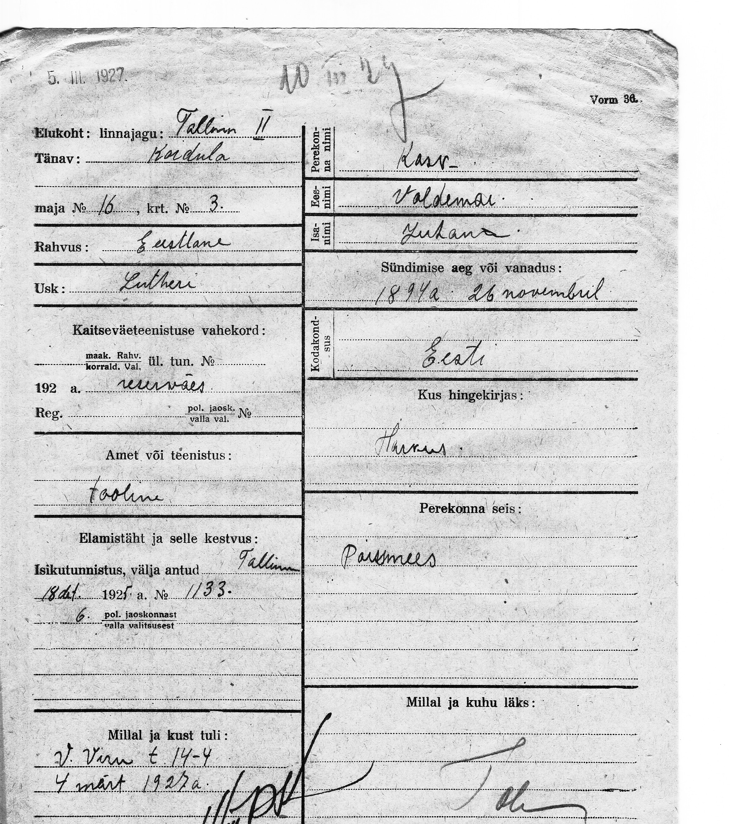 Kask, Voldemar, Juhan