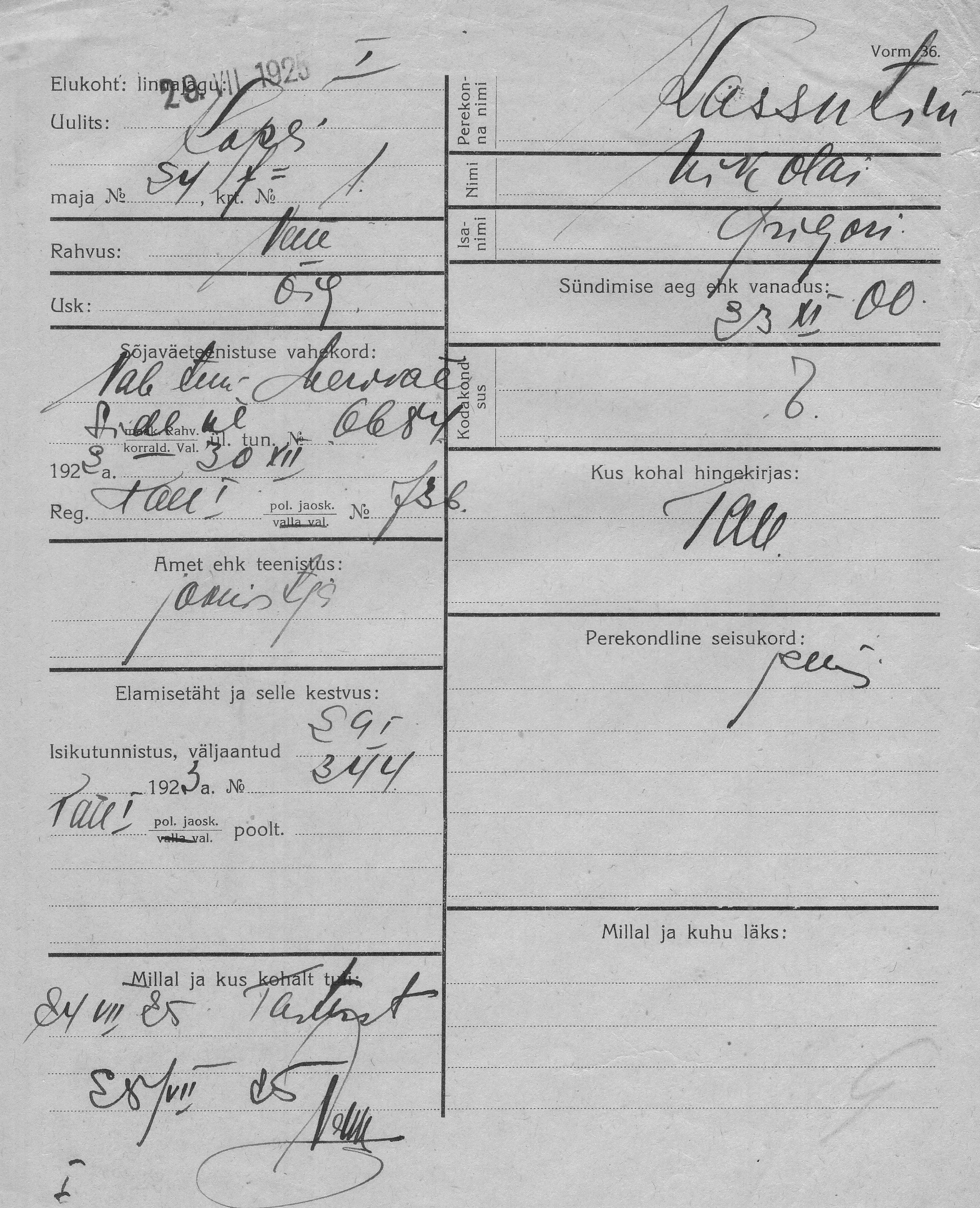 Kassutin, Nikolai, Grigori