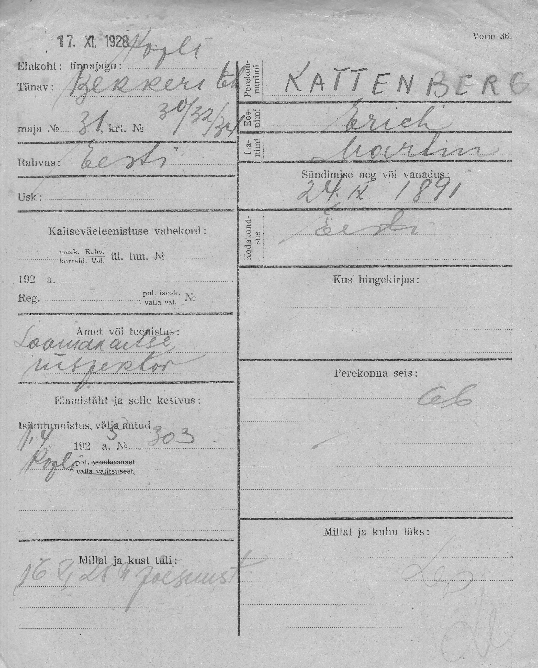 Kattenberg, Erich, Martin