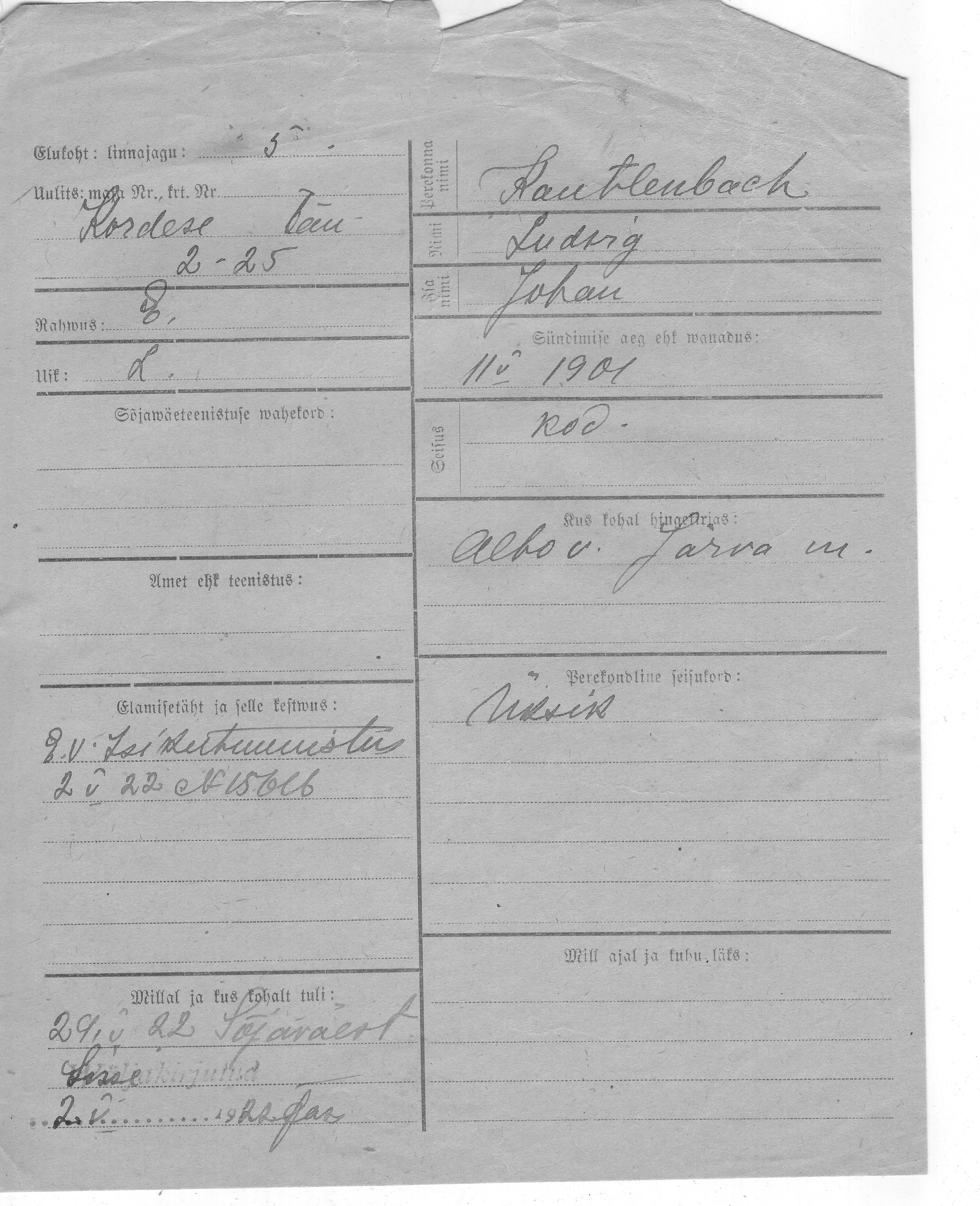 Kautlenbach, Ludvig, Johan