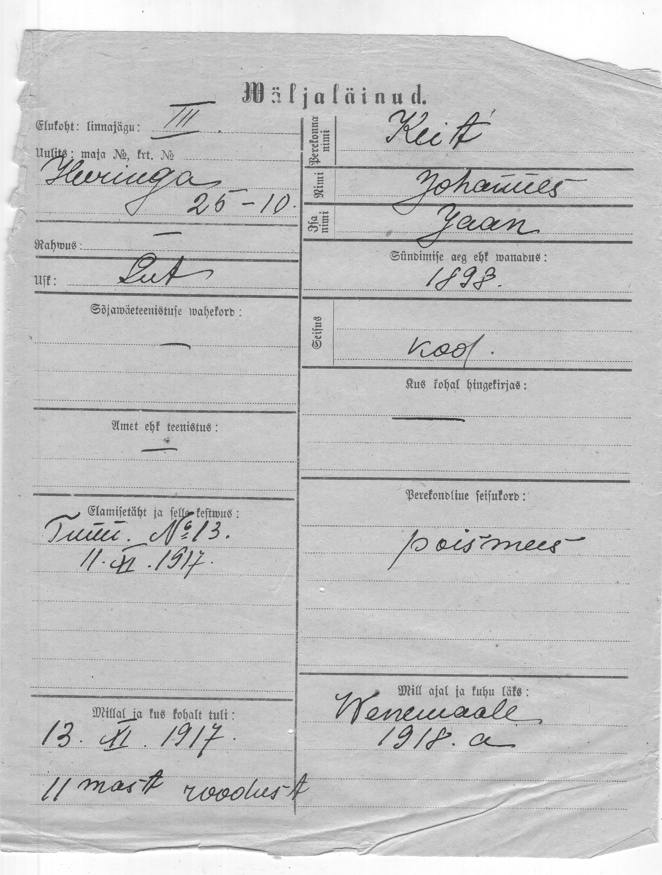 Keit, Johannes, Jaan