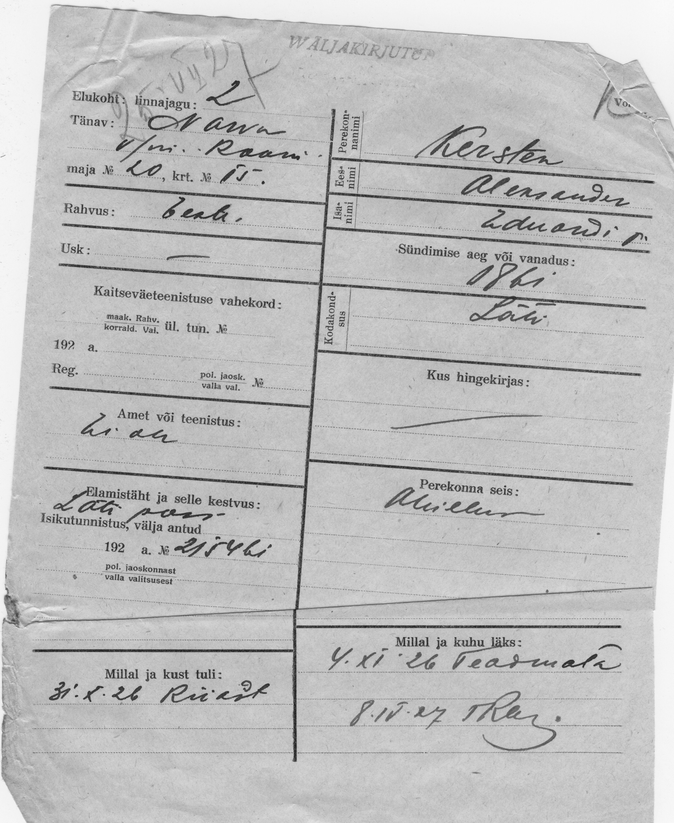 Kersten, Aleksander, Eduard