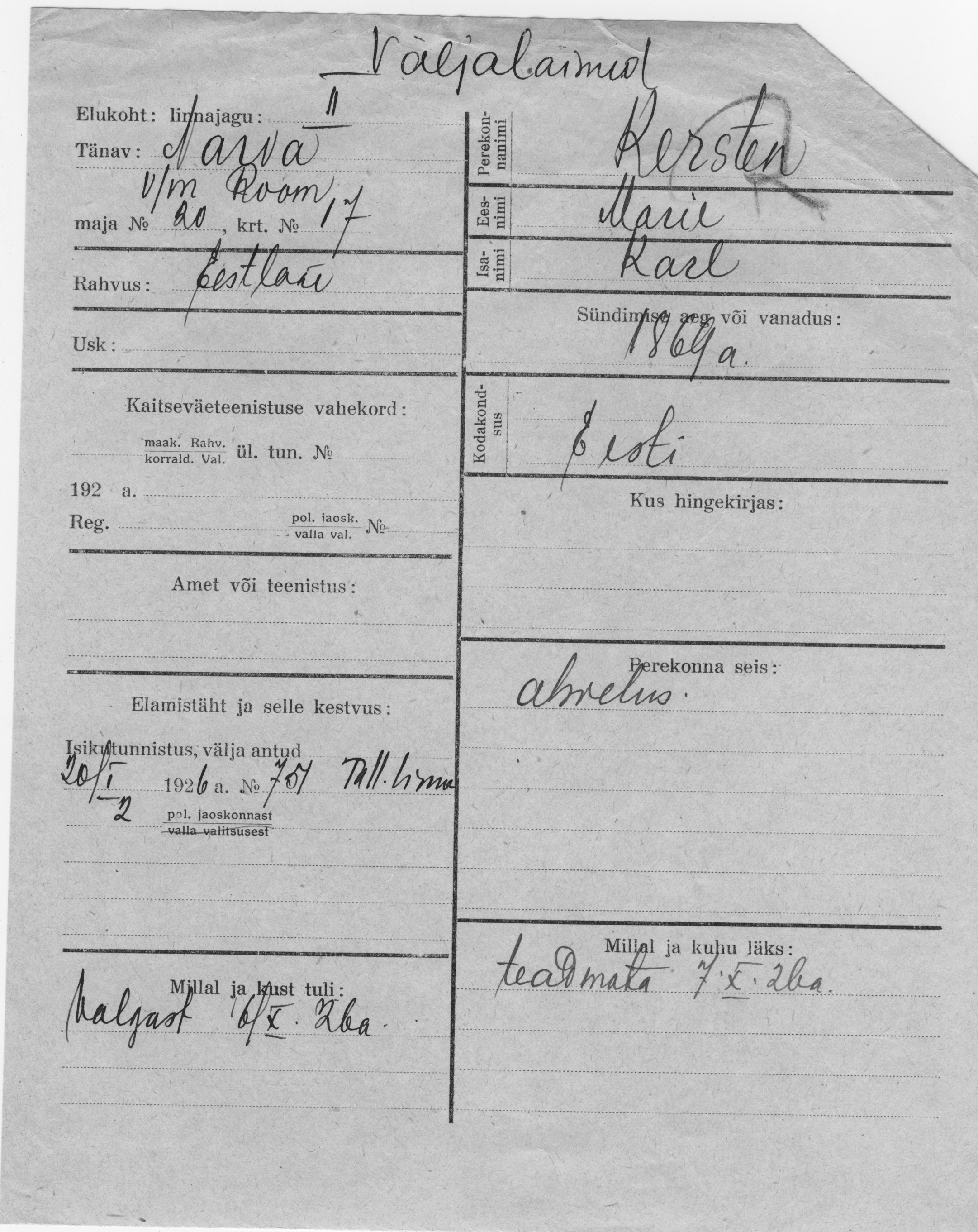 Kersten, Marie, Karl