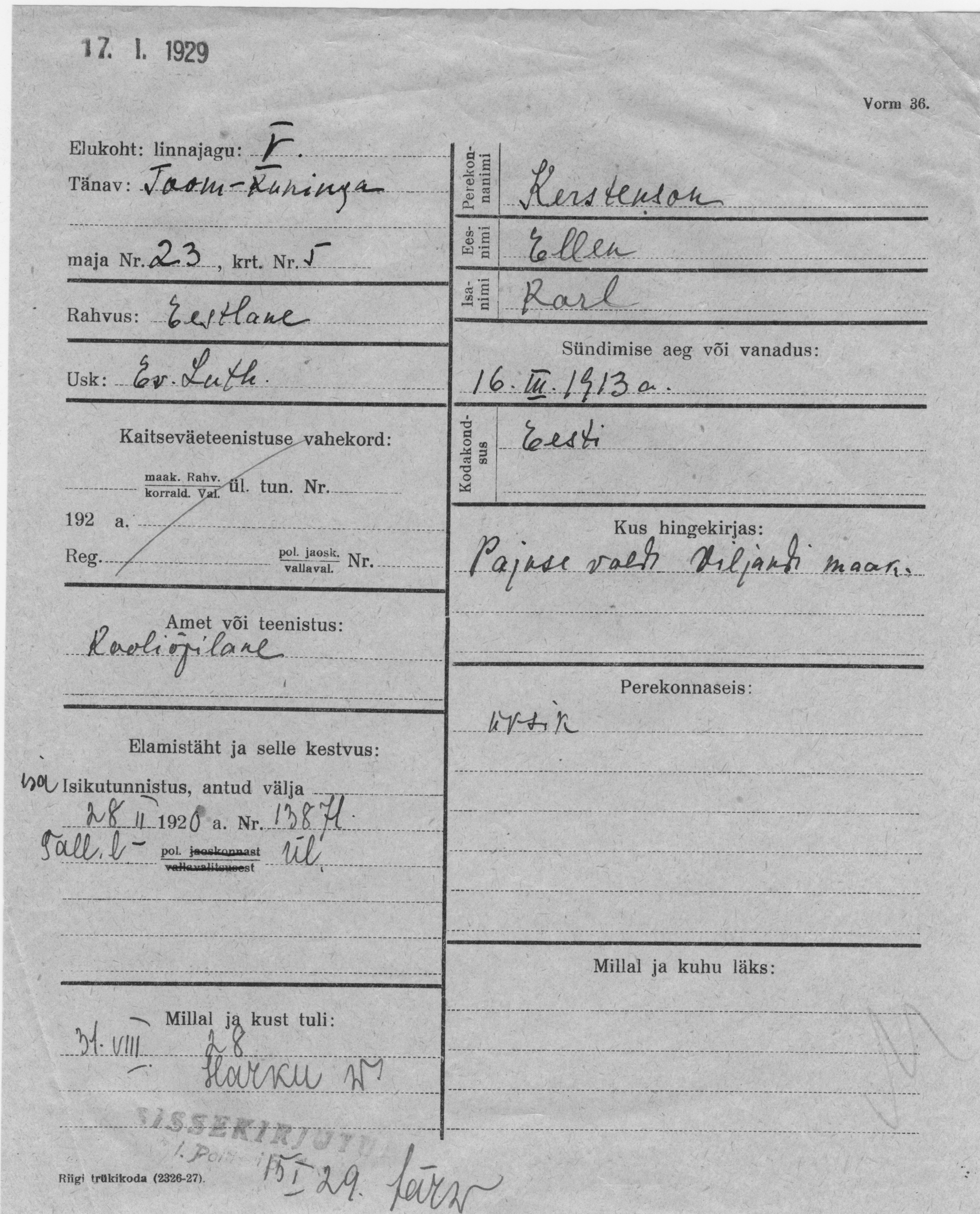 Kerstenson, Ellen, Karl