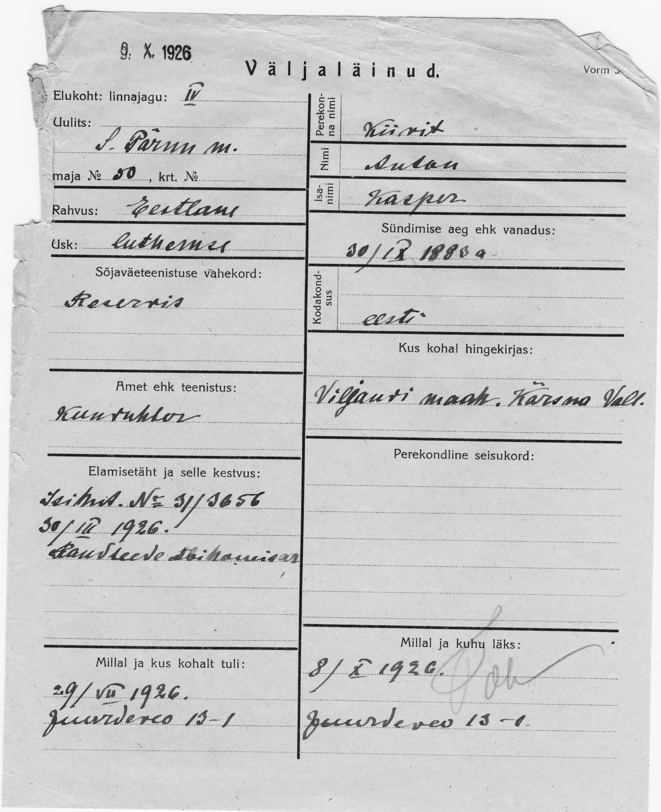 Kiivit, Anton, Käsper