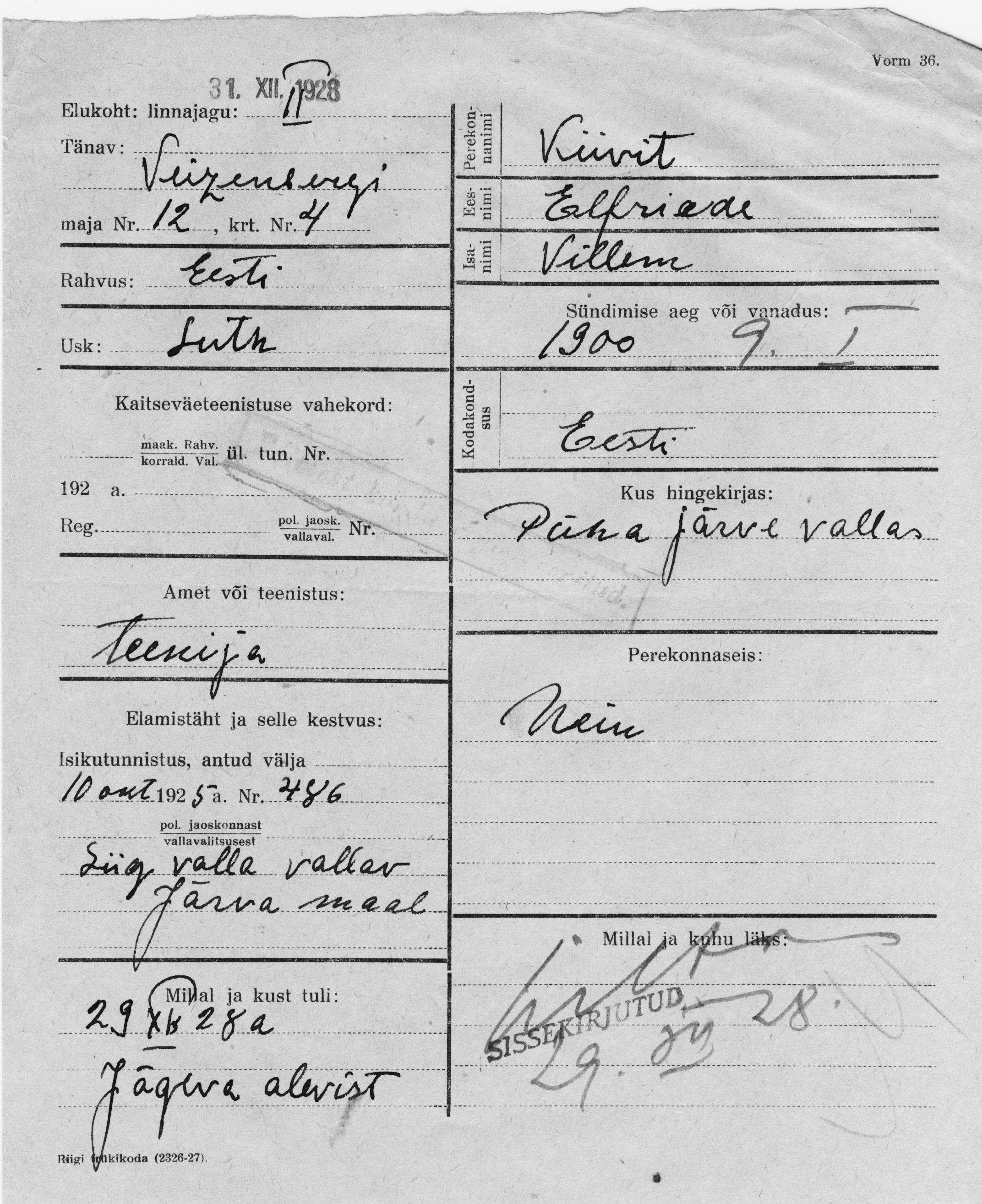 Kiivit, Elfriede, Villem