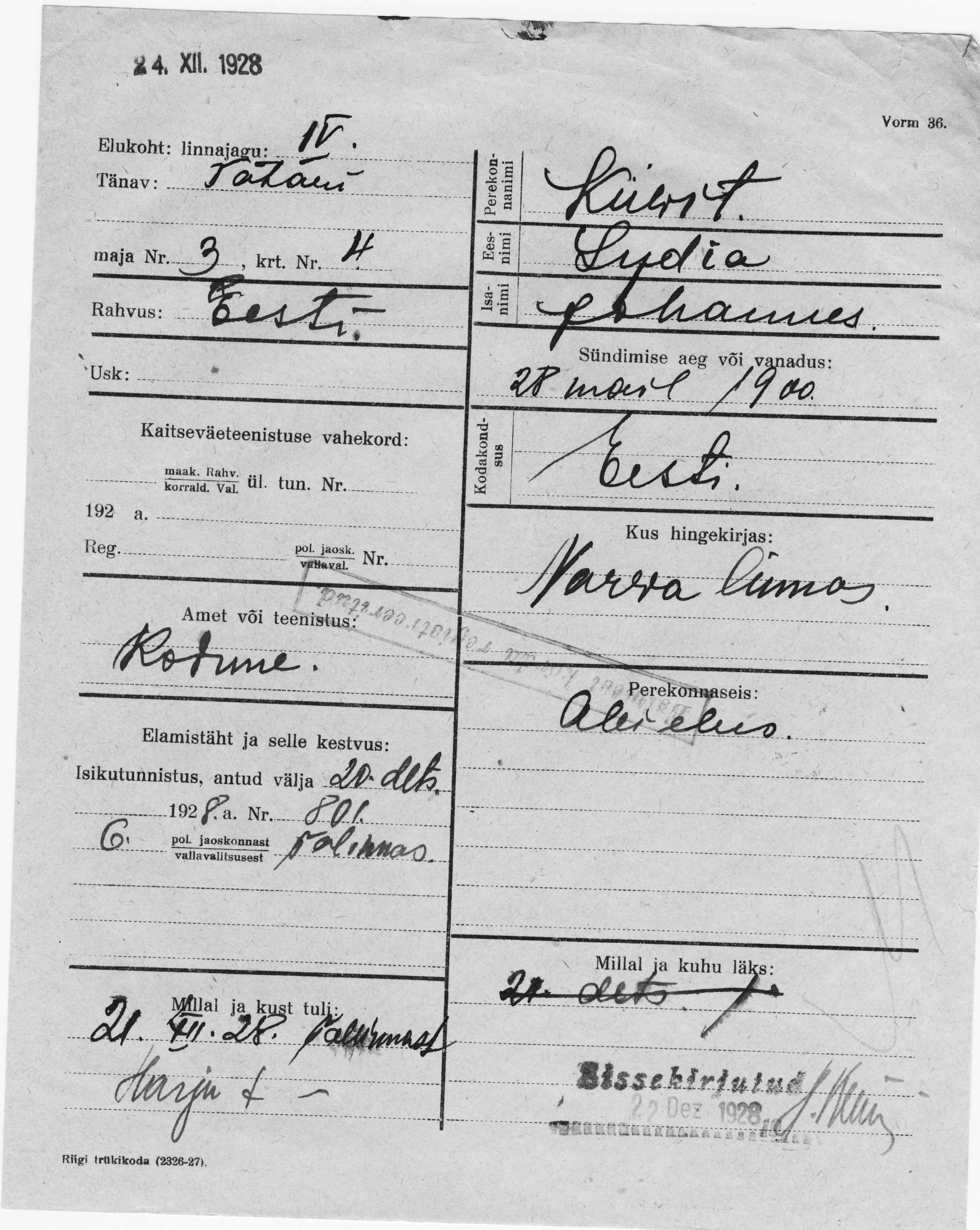 Kiivit, Lydia, Johannes