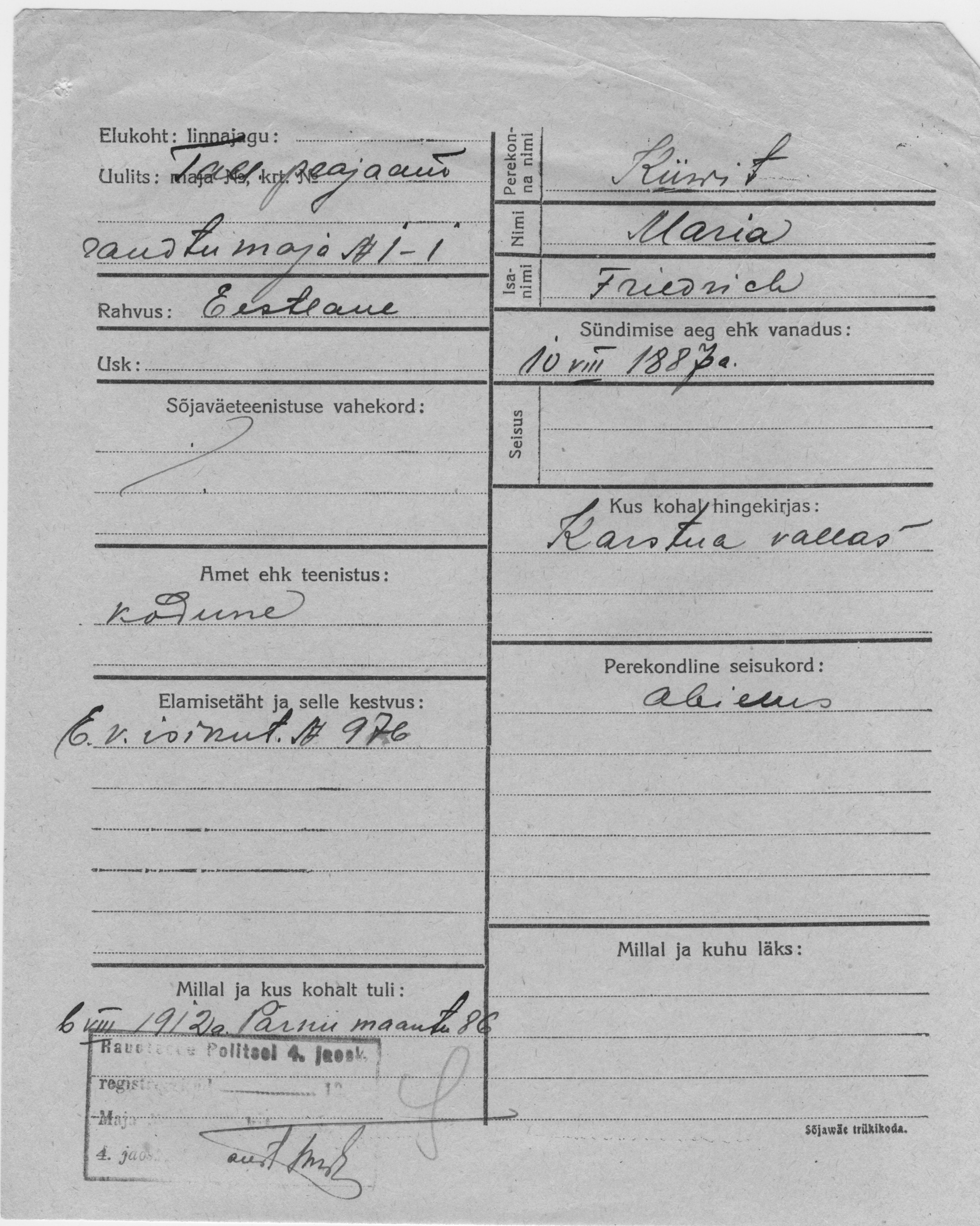 Kiivit, Maria, Friedrich