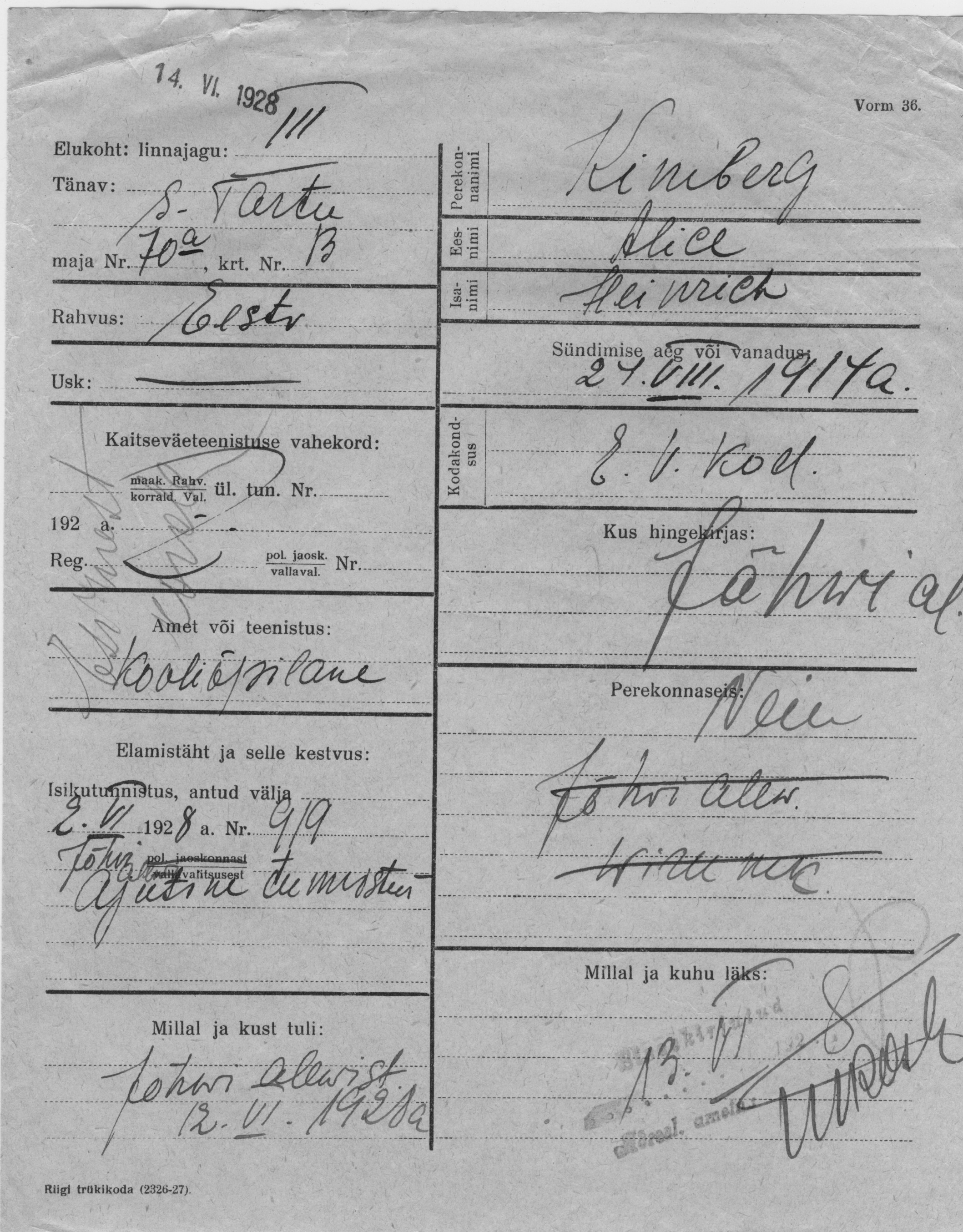 Kimberg, Alice, Heinrich