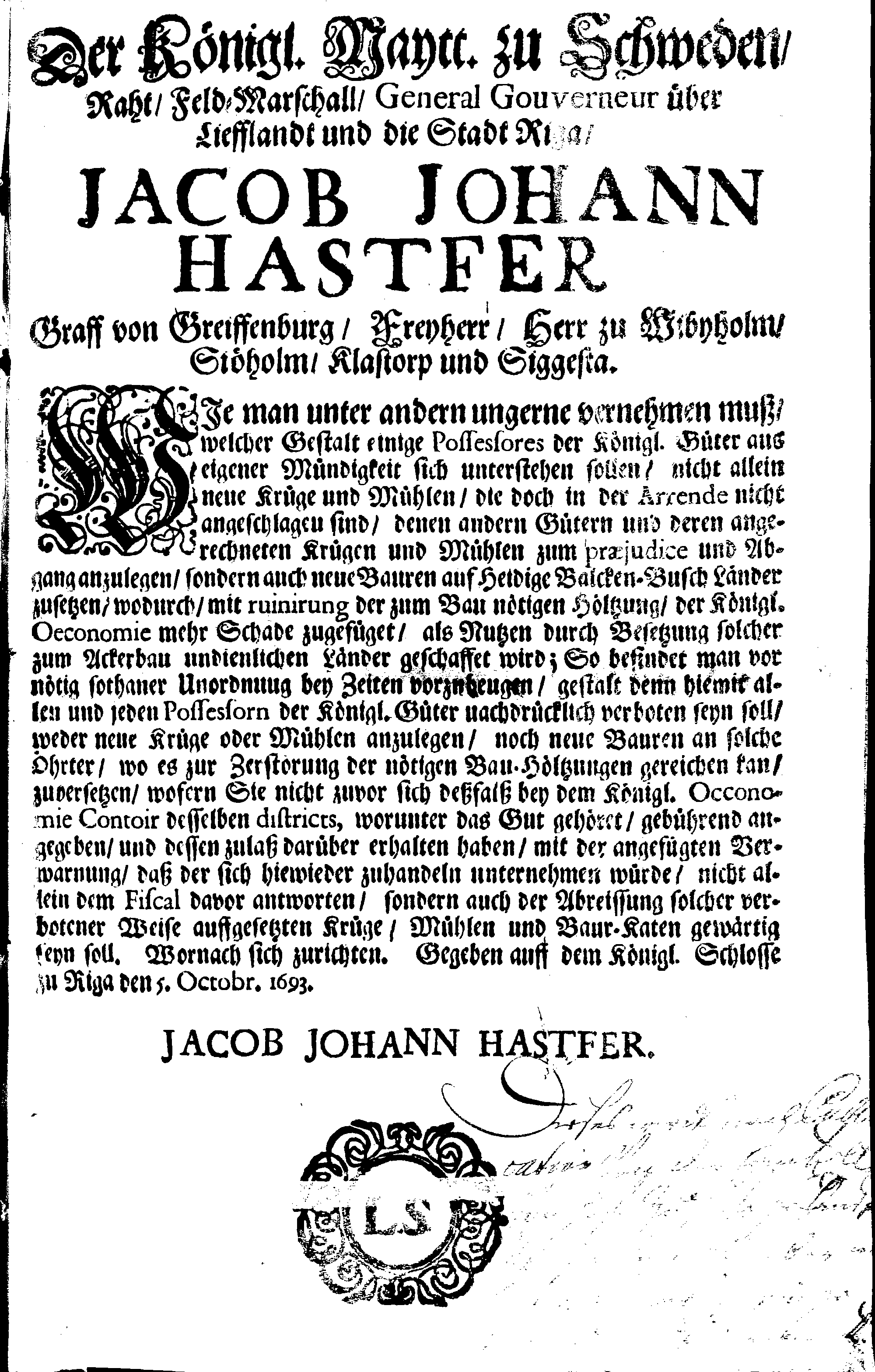 [Jacob Johan Hastferi korraldus]