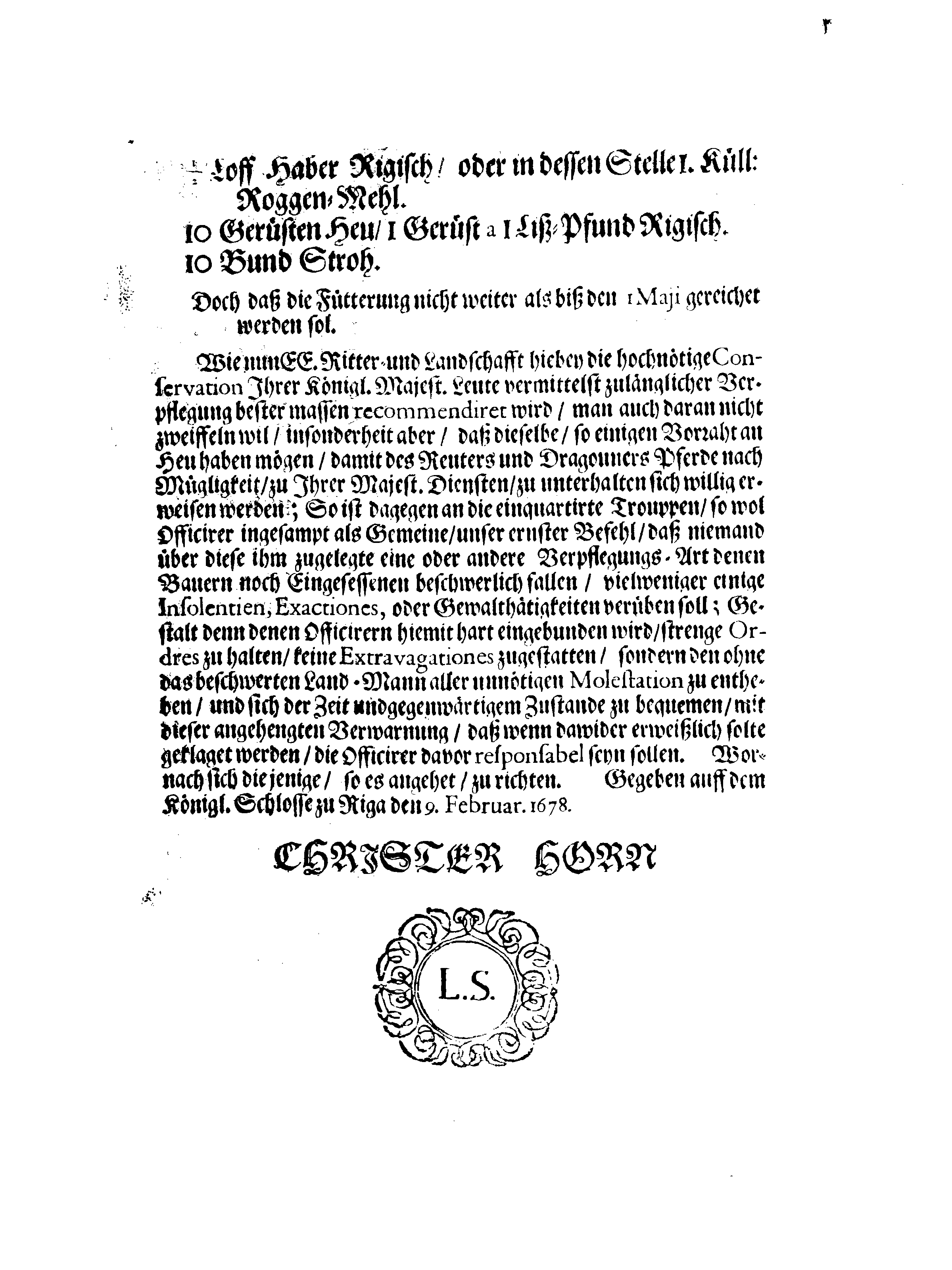 [Christer Horni korraldus]