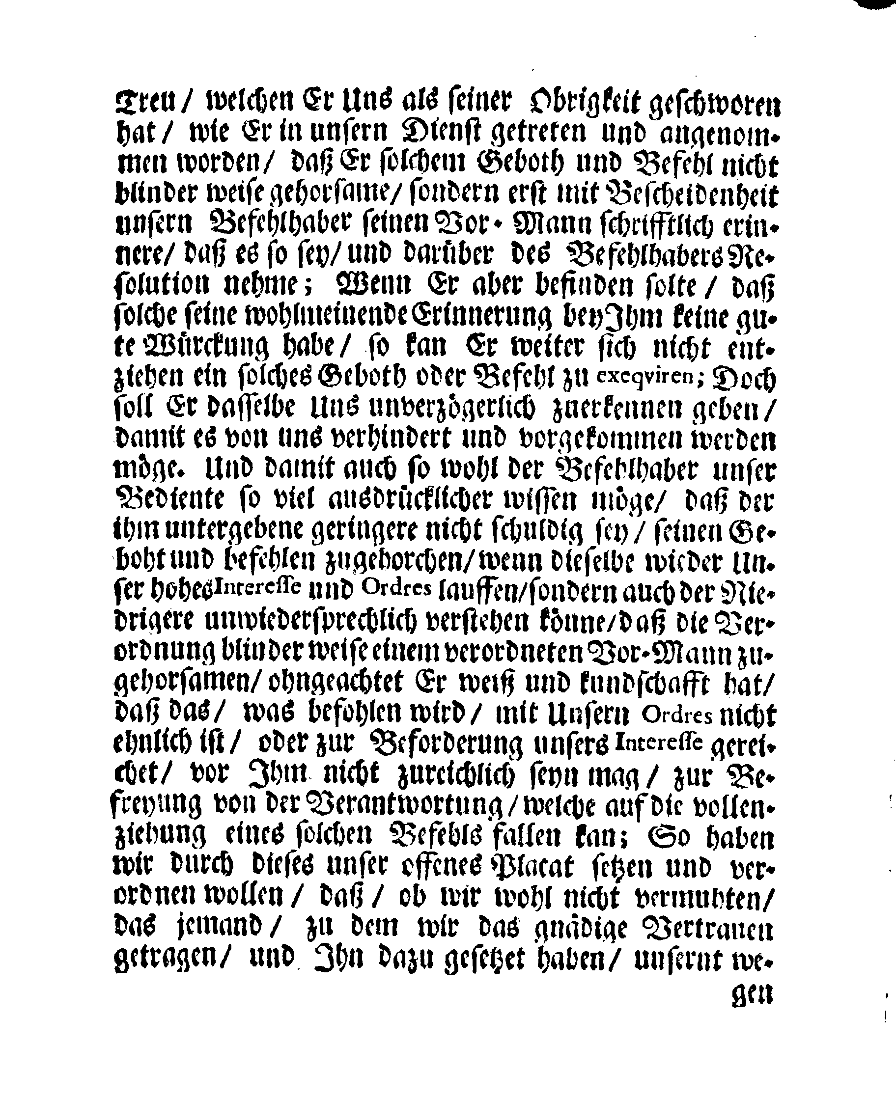 Ihrer Königl. Maytt. gnädigste STADGA und Verordnung Angehend den Gehorsam, welchen die niedrige Betiente Ihren Vor-Männern in denen Sachen, so zu Ihrer Königl. Maytt. Dienst oder Undienst gereichen, schuldig sind