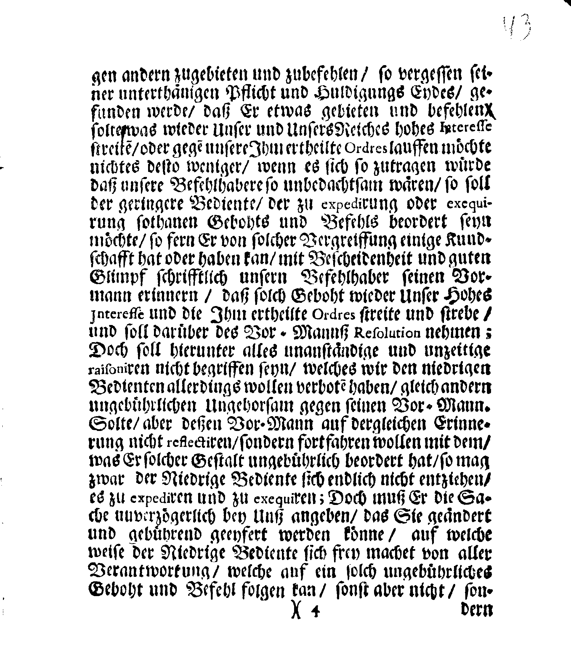 Ihrer Königl. Maytt. gnädigste STADGA und Verordnung Angehend den Gehorsam, welchen die niedrige Betiente Ihren Vor-Männern in denen Sachen, so zu Ihrer Königl. Maytt. Dienst oder Undienst gereichen, schuldig sind