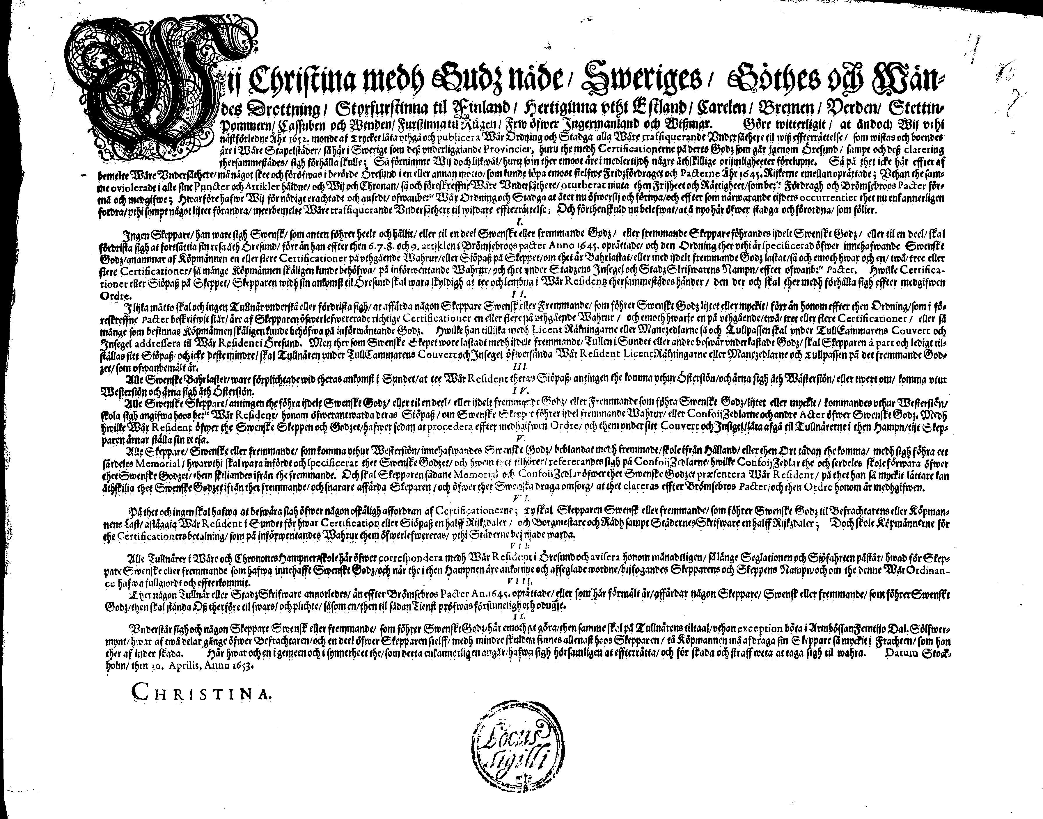 [Kuninganna Kristiina korraldus]